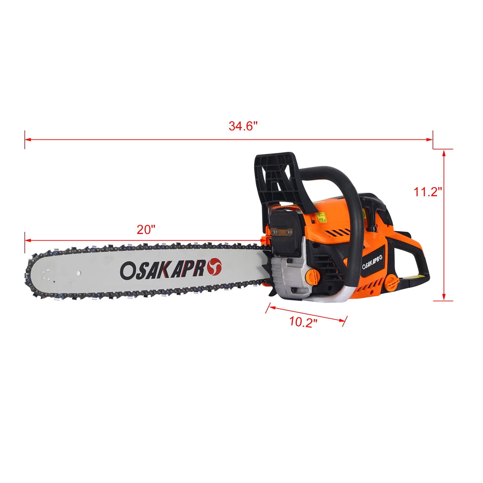 Professional Gasoline Chainsaw 20" 52Cc For Tree And Wood Cutting - Orange - Image 2