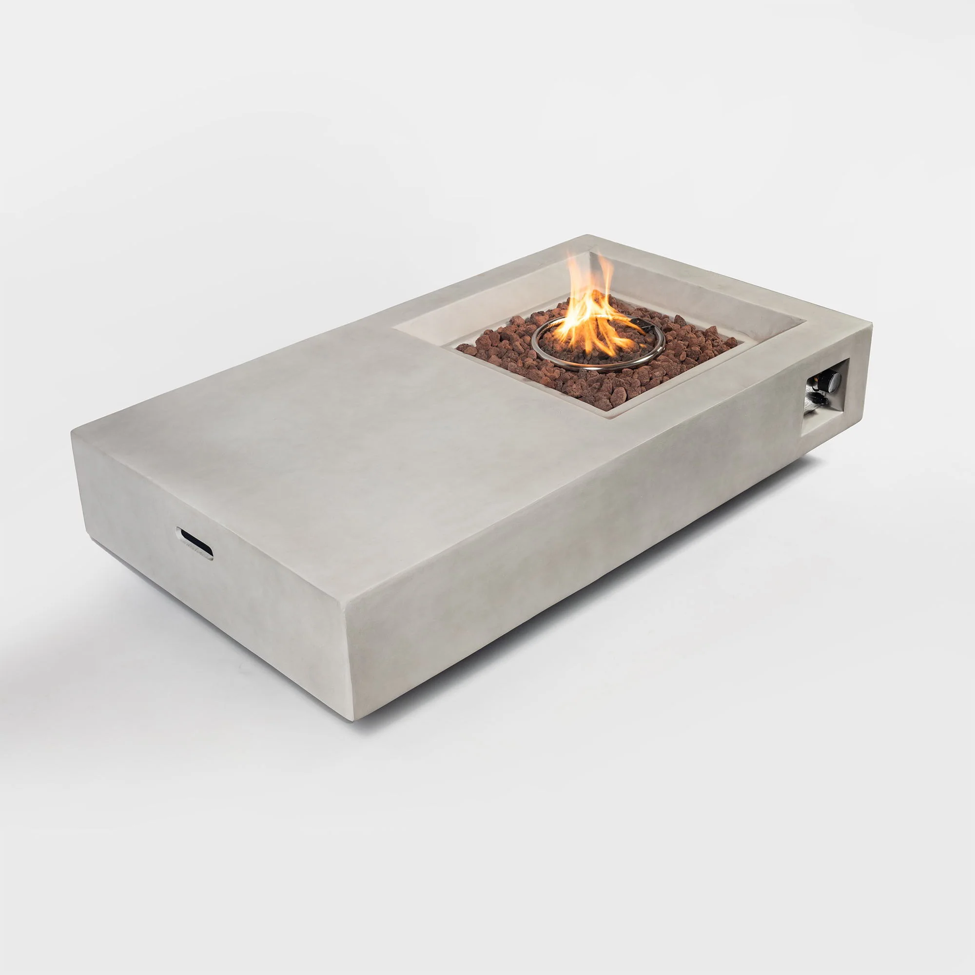Propane Gas Fire Pit Table, 50000 Btu Rectangular Concrete Fire Pit For Outside Patio Deck Garden Backyard - Light Gray - Image 4