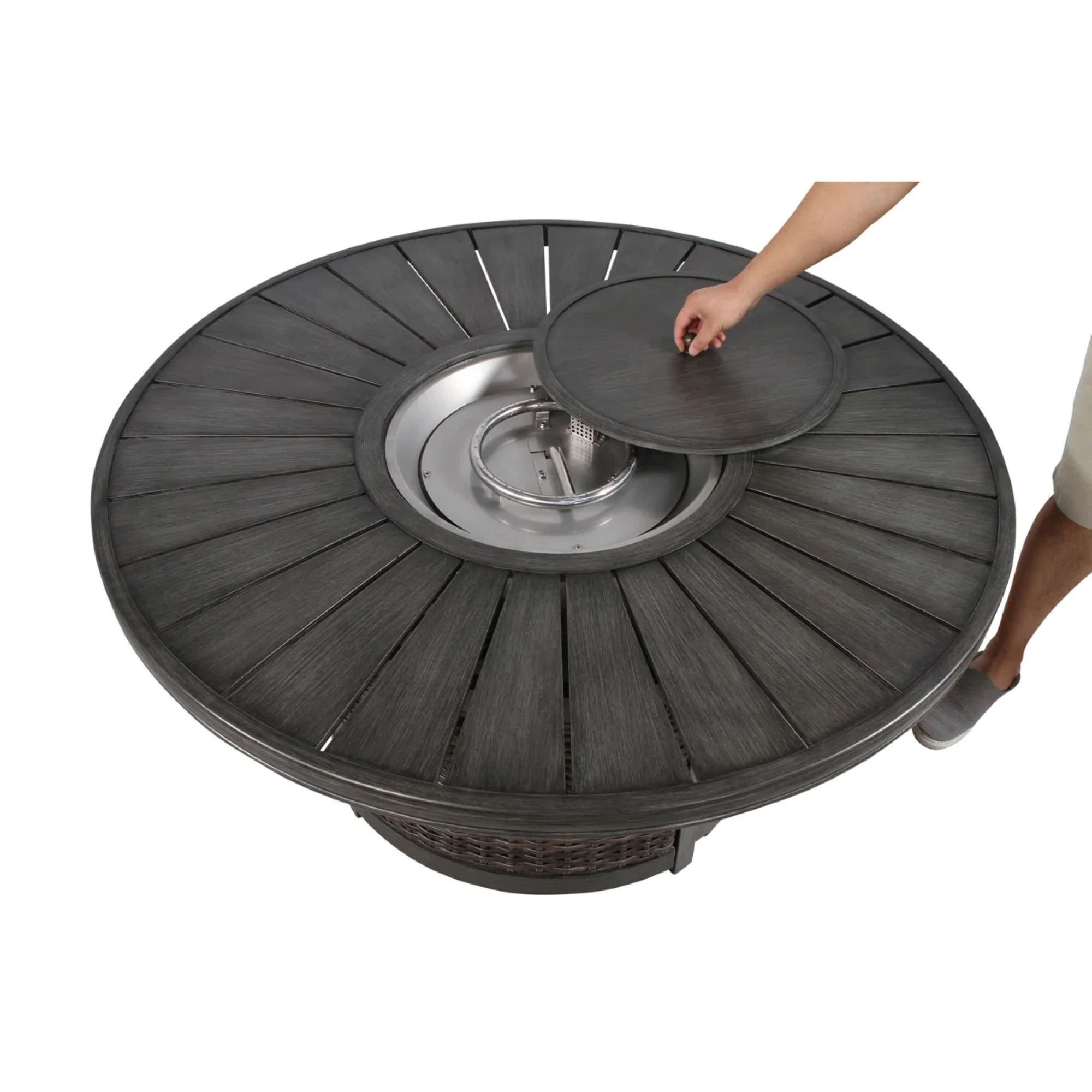 Cassara Resort - Propane Outdoor Fire Pit Table - Brown - Image 4