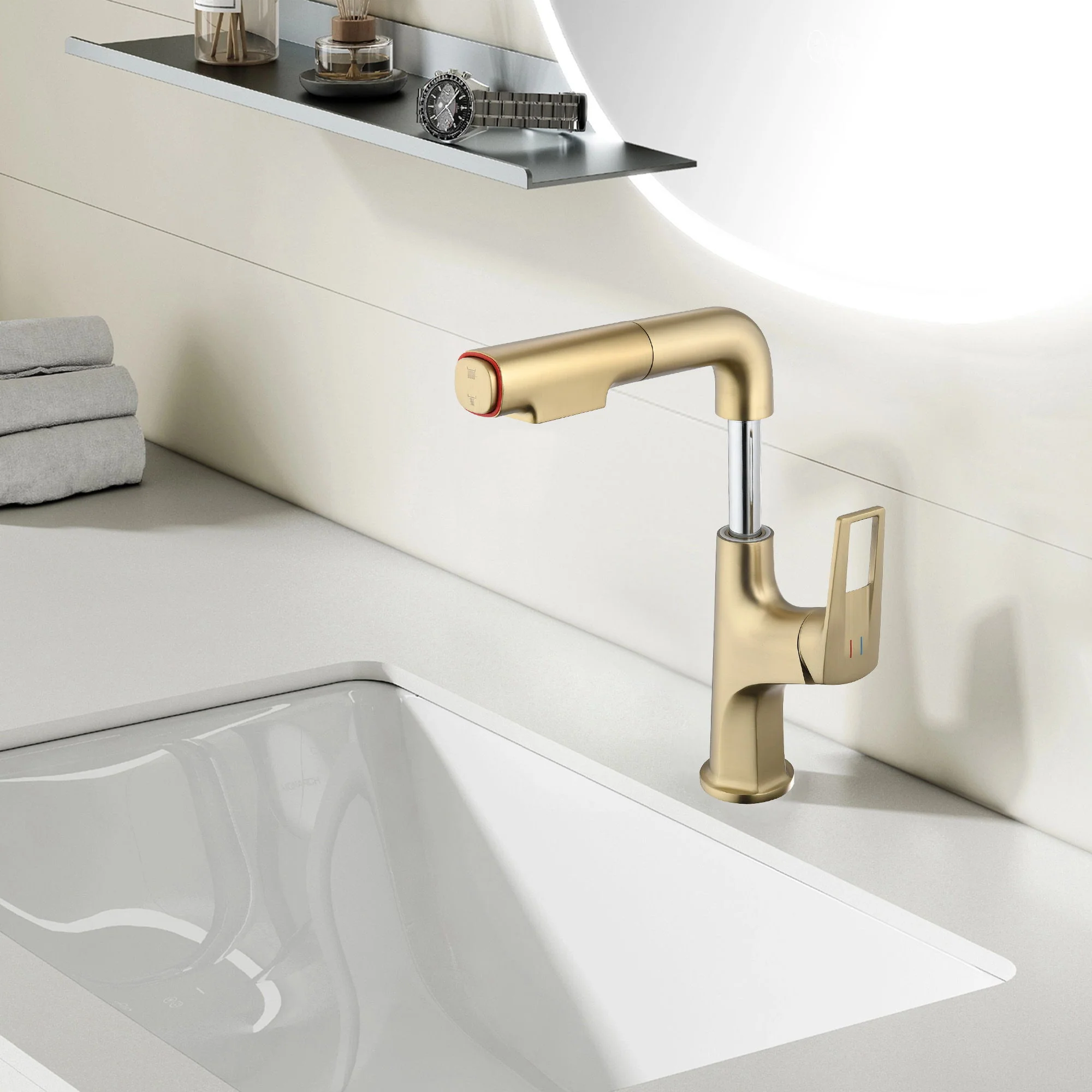 Pull Down Vessel Faucet With Lift Spout & Dual Spray Modes - Image 8