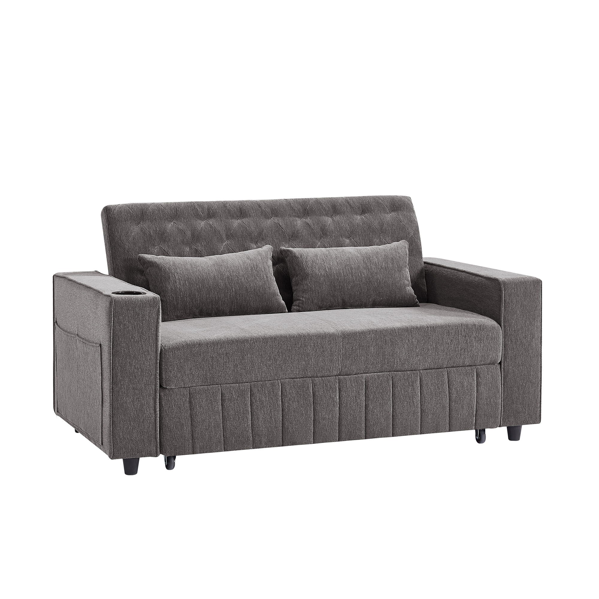 Pull-Out Sofa Bed Convertible Couch With Adjustable Backrest For Living Room - Image 3