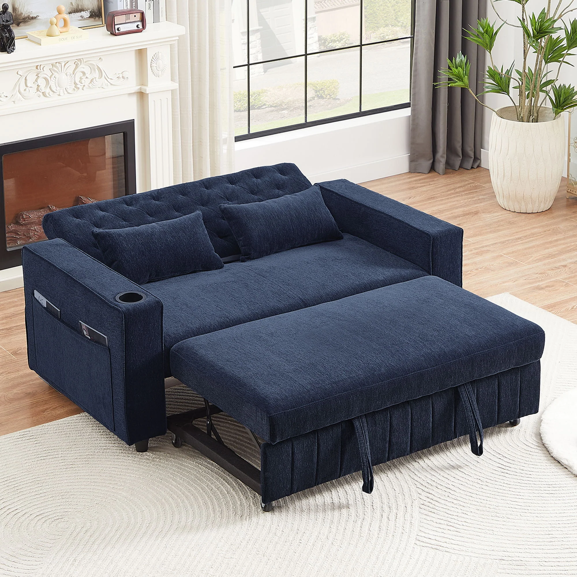 Pull-Out Sofa Bed Convertible Couch With Adjustable Backrest For Living Room - Image 4