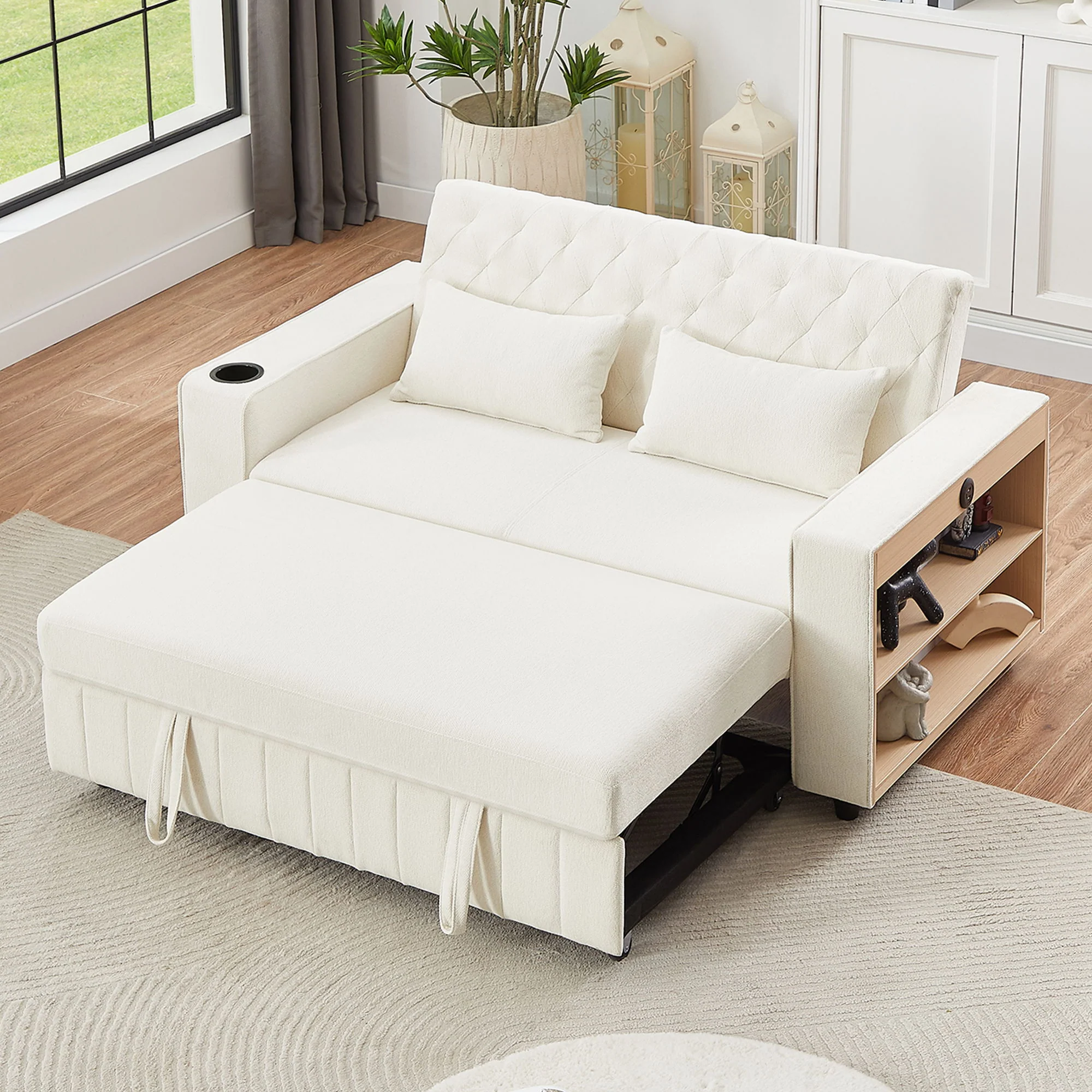 Pull-Out Sofa Bed Convertible Couch With Adjustable Backrest For Living Room - Image 5