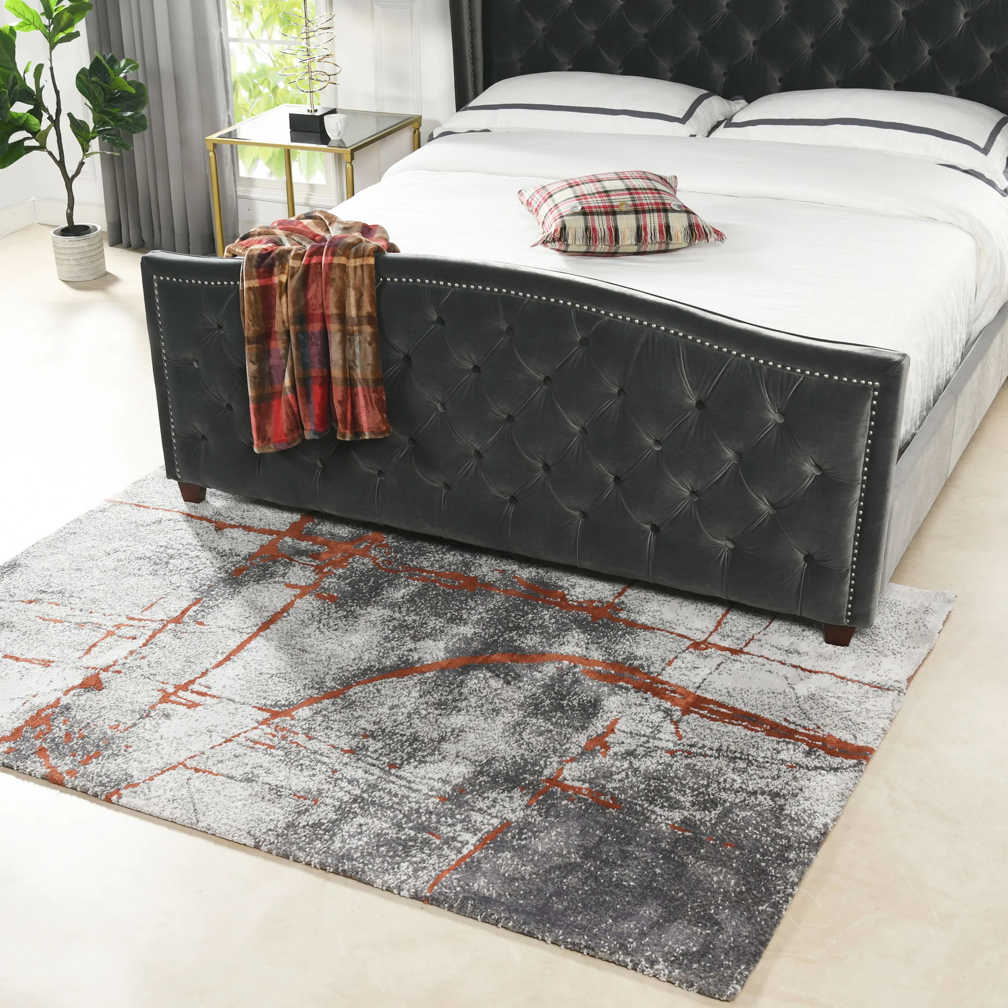 Quarry - 5' X 6.5' Abstract Area Rug - Gray / Orange - Image 3