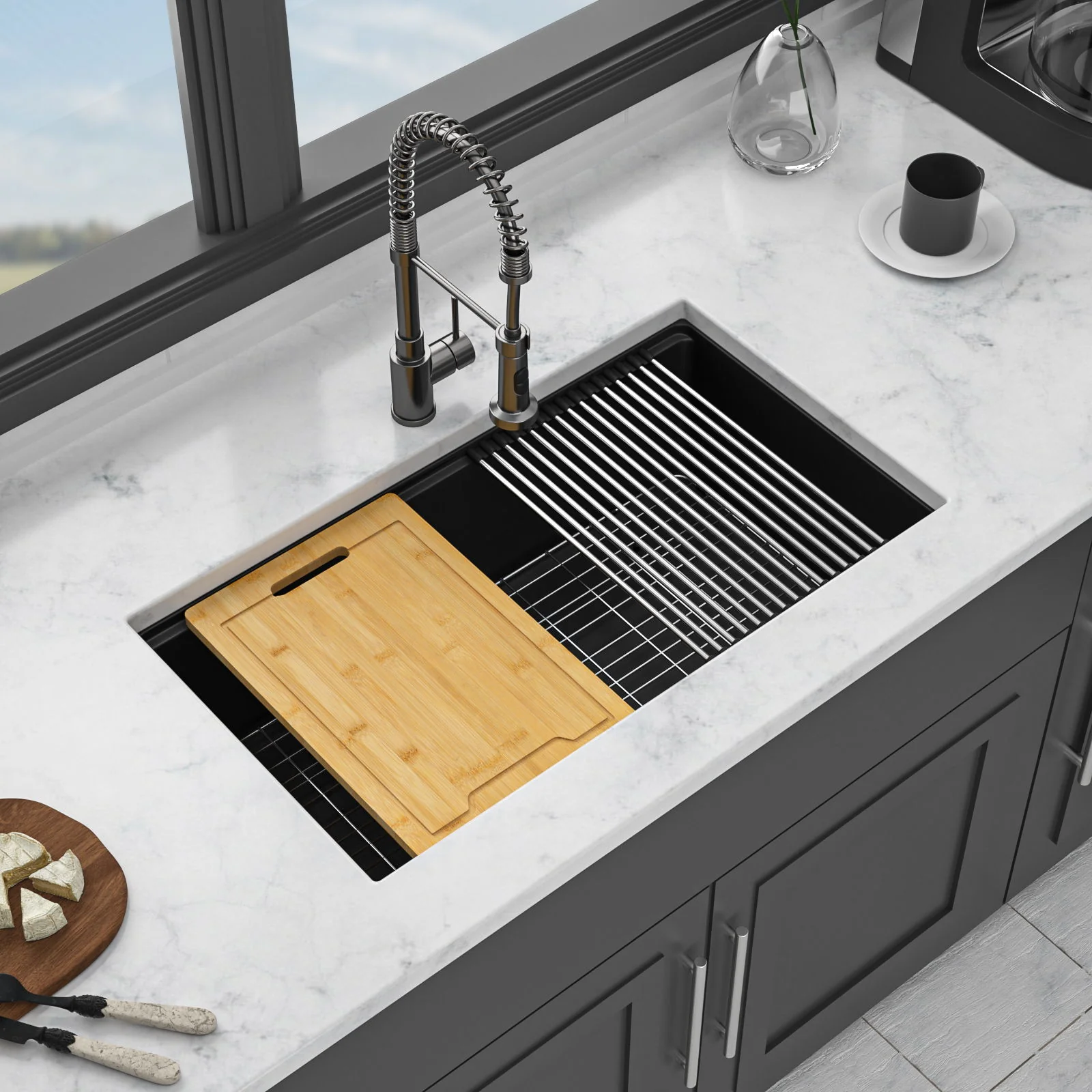 Quartz Kitchen Sink, Granite Composite Workstation Undermount - Image 12