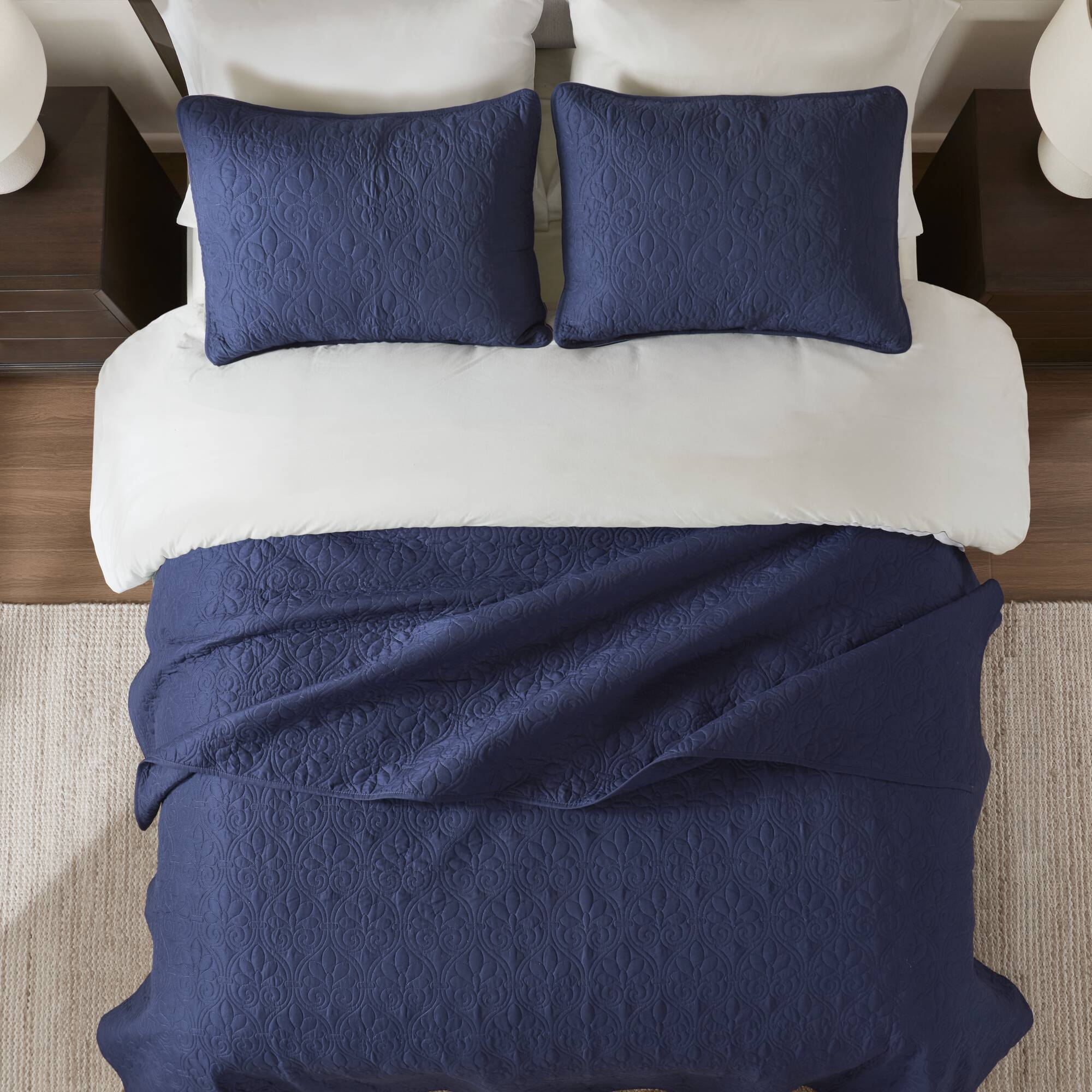 Quebec - Reversible Coverlet Set - Navy - Image 3