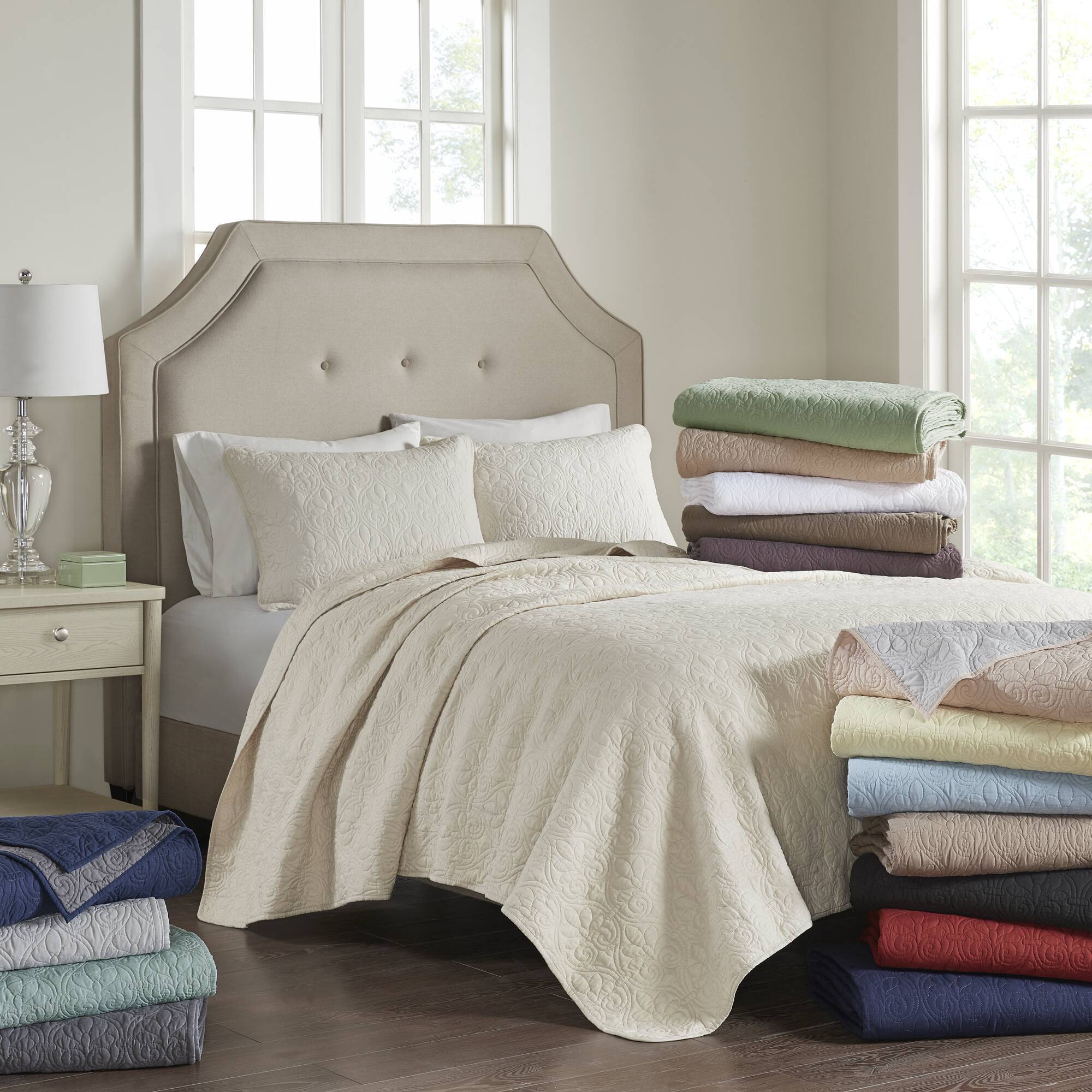Quebec - Twin Reversible Coverlet Set - Gray - Image 4