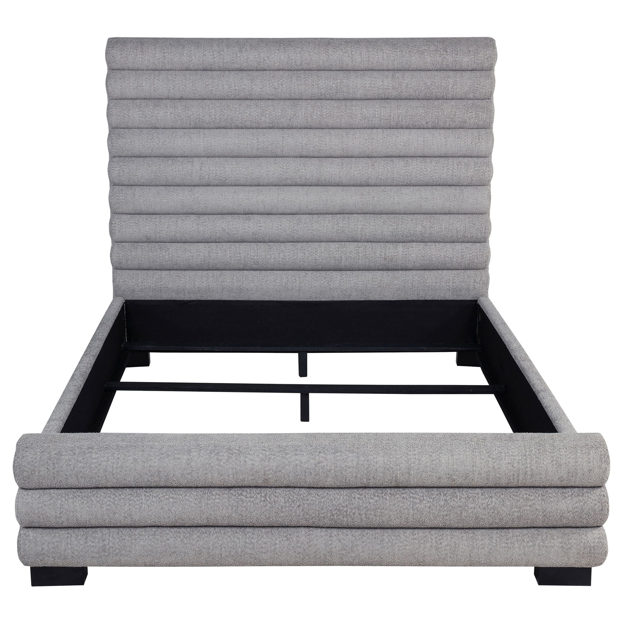 Queen Bed With Textured, And Tufted Headboard - Gray - Image 3