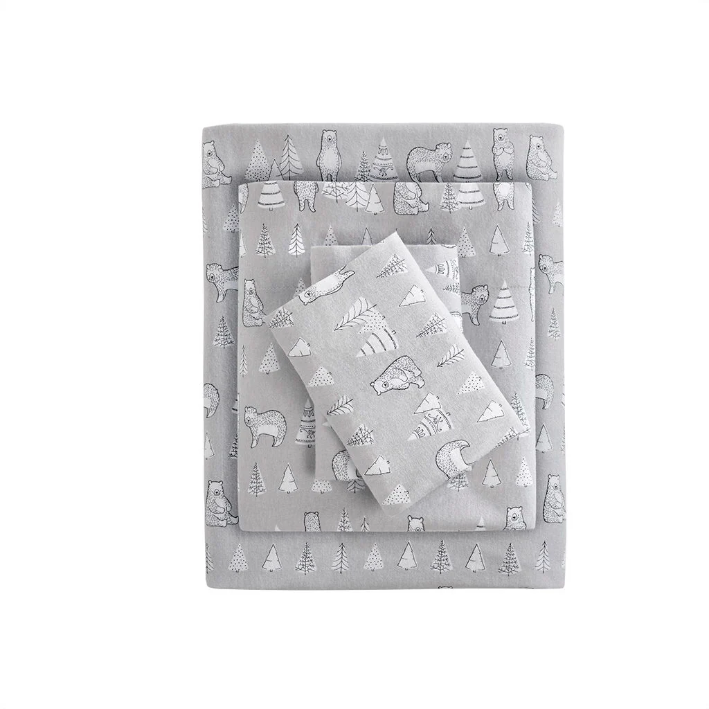 Cozy Flannel - Queen Printed Sheet Set - Bear - Image 4