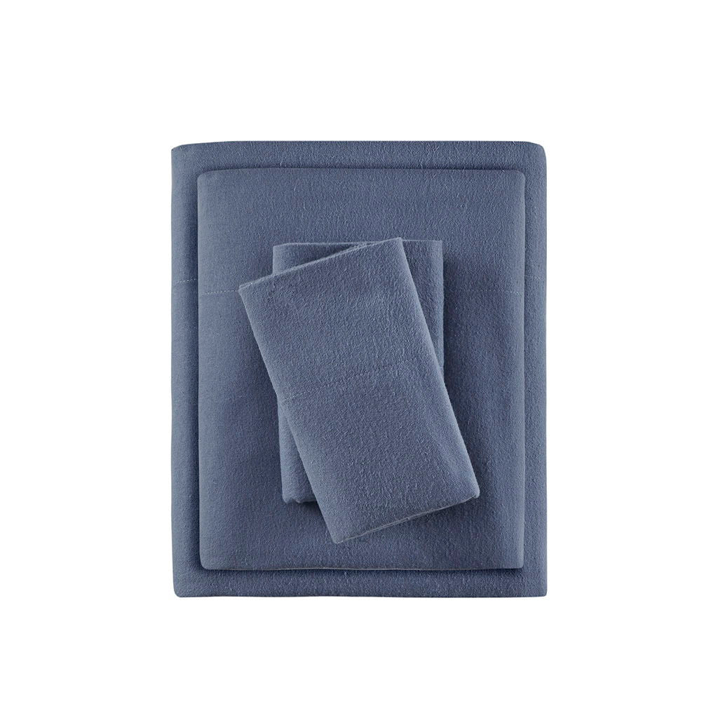 Cozy Flannel - Queen Sheet Set - Blue Solid - Image 2