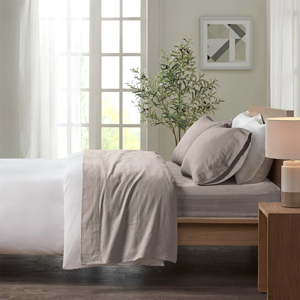 Cozy Flannel - Queen Sheet Set - Gray Solid