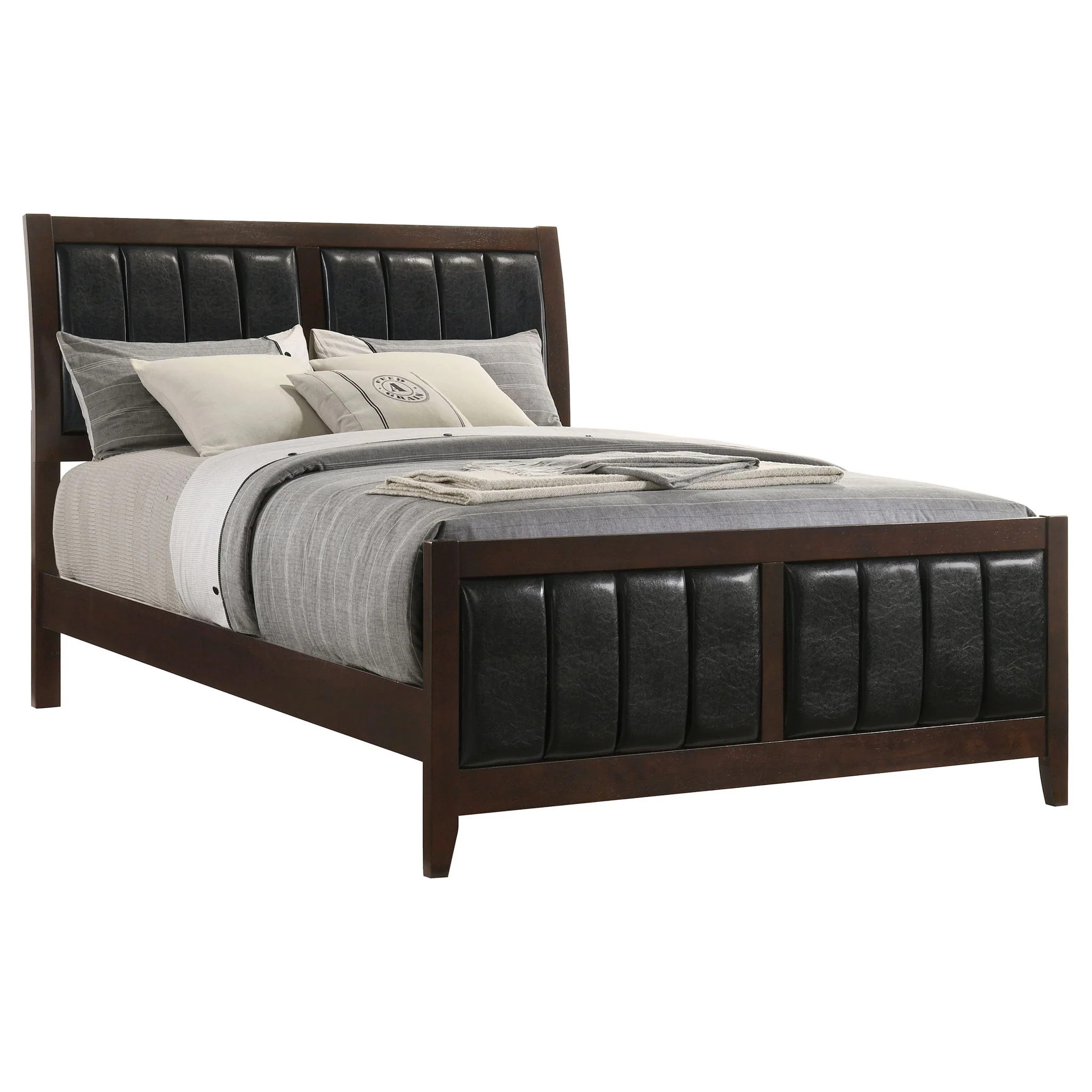 Queen Panel Bed With Upholstered Headboard And Footboard - Brown - Image 4