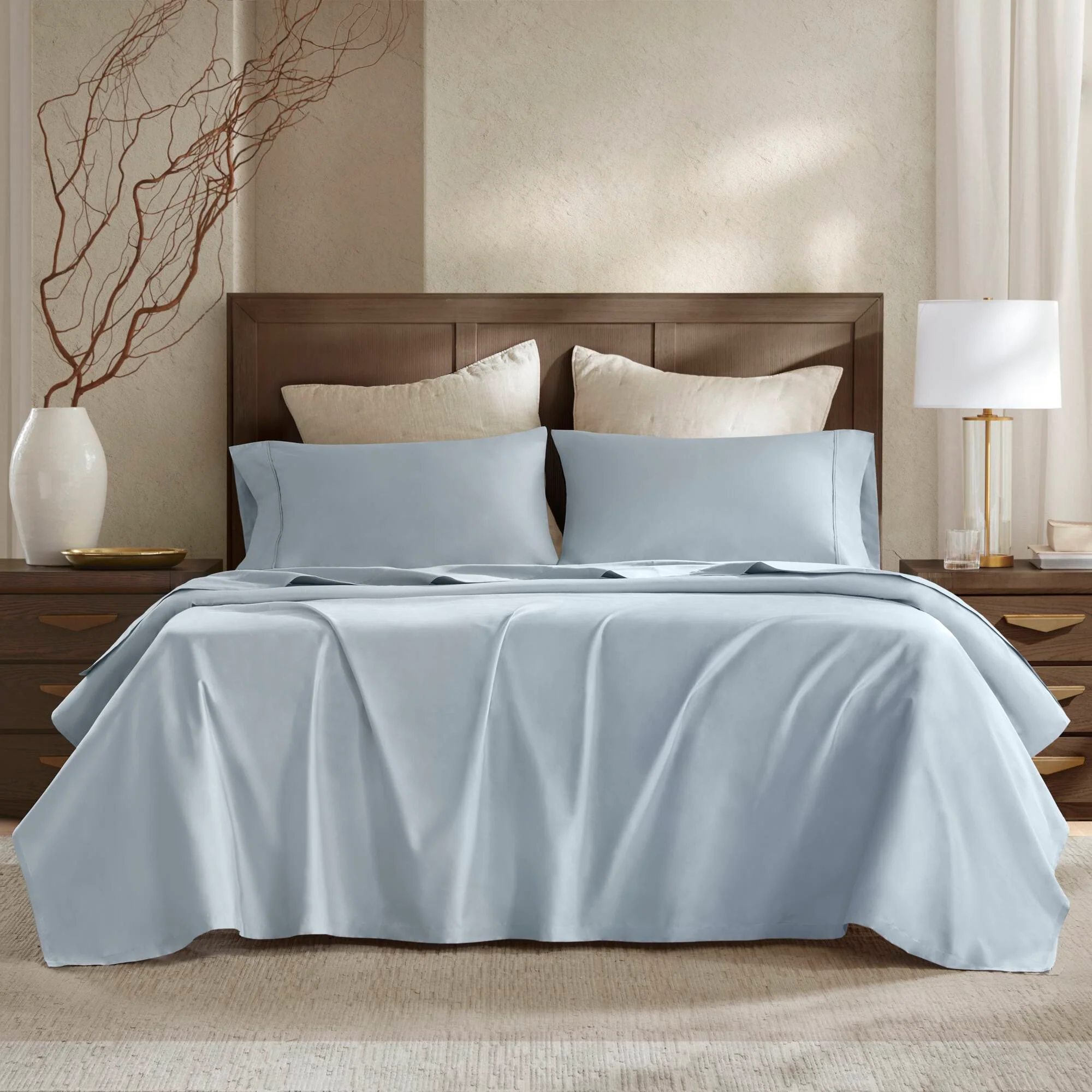 Queen Sateen Sheet Set - Blue - Image 2
