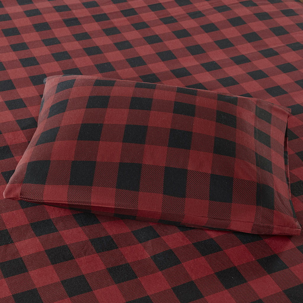 Flannel - Queen Sheet Set - Red / Black Buffalo Check - Image 2