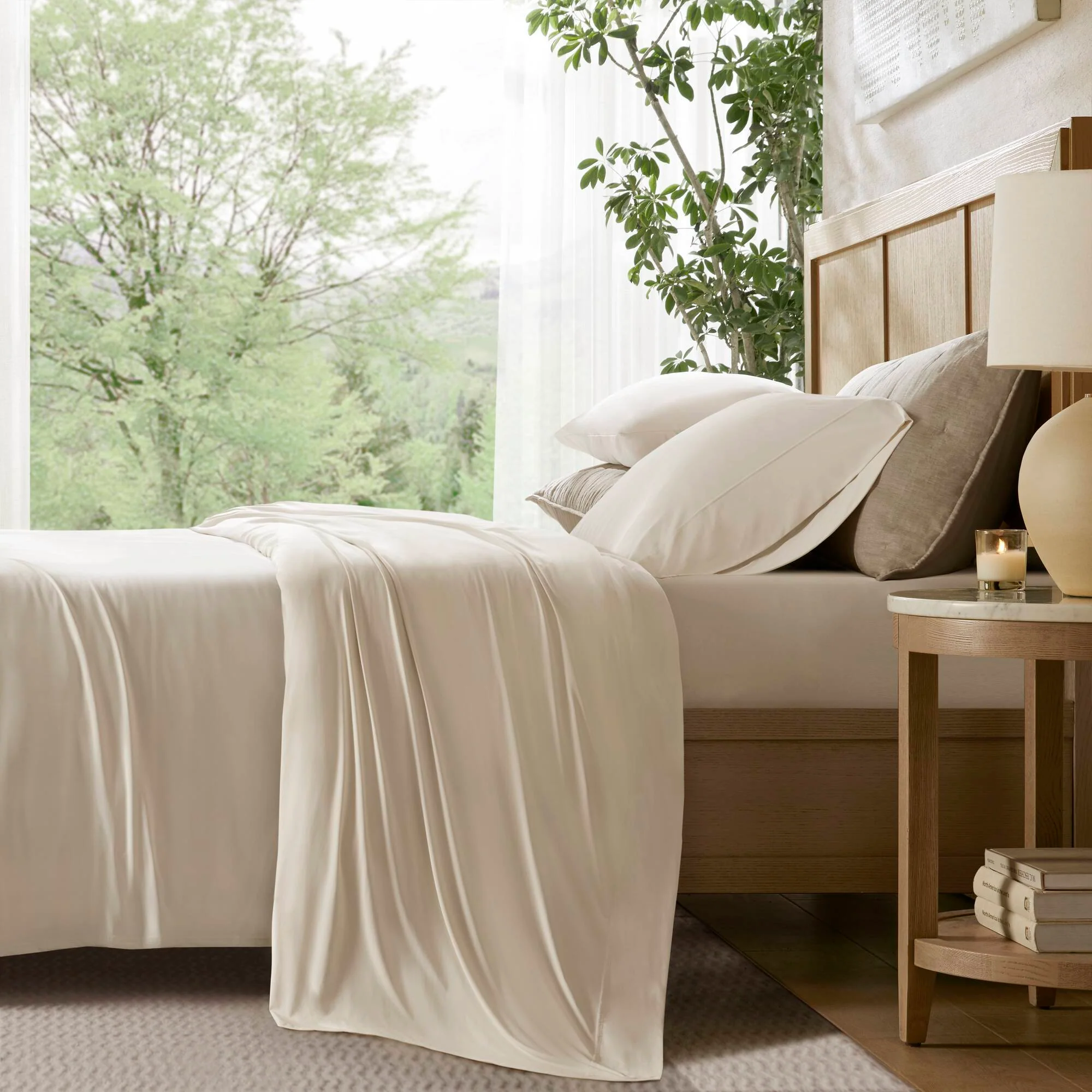 Queen Stretch Jersey Sheet Set - Ivory - Image 4