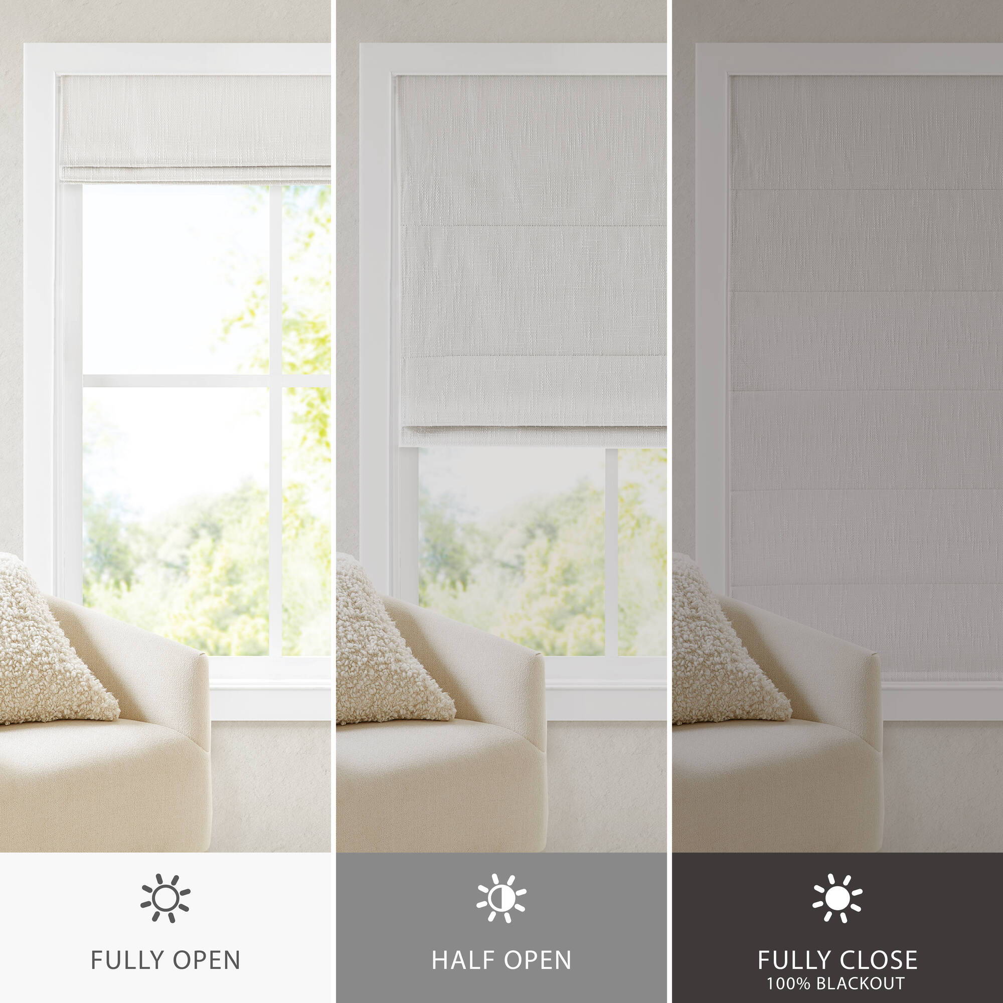 Quincy - 35x64" Total Blackout Cordless Roman Shade - White - Image 3