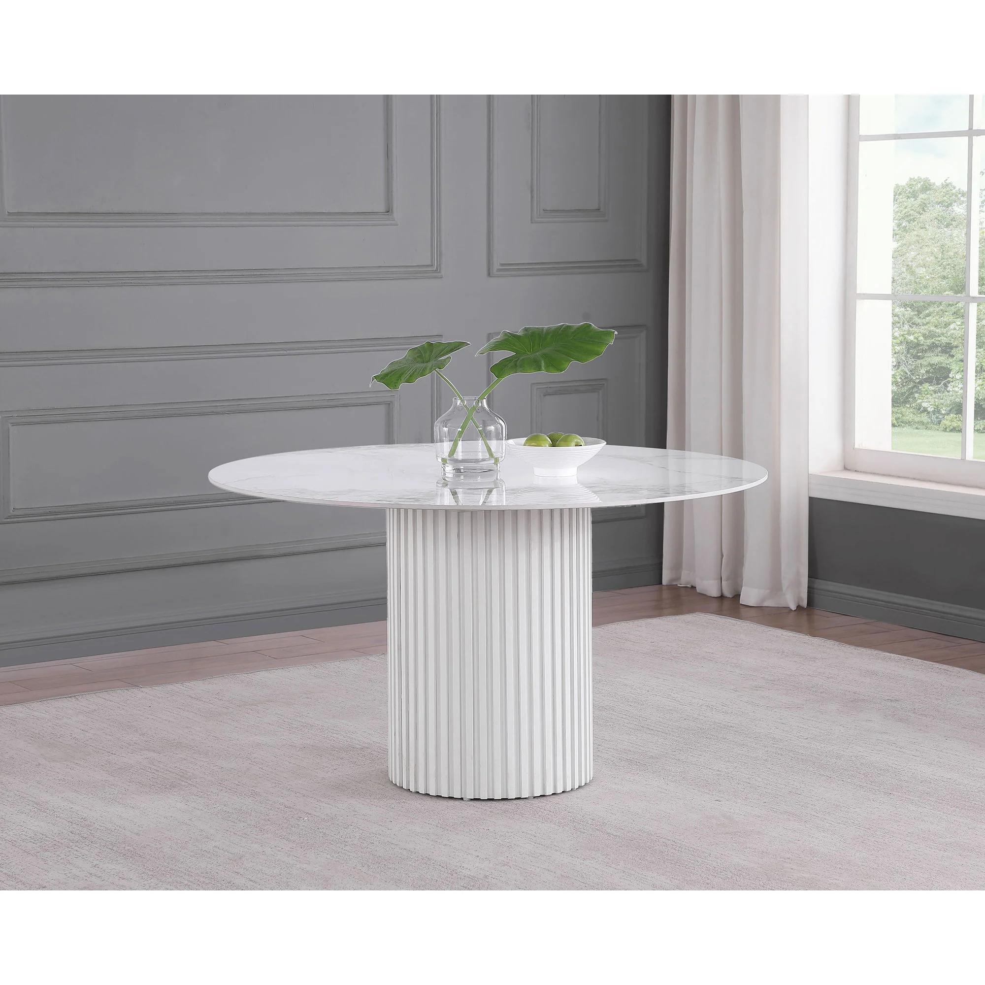Quincy - Round Dining Table - White Marble - Image 2