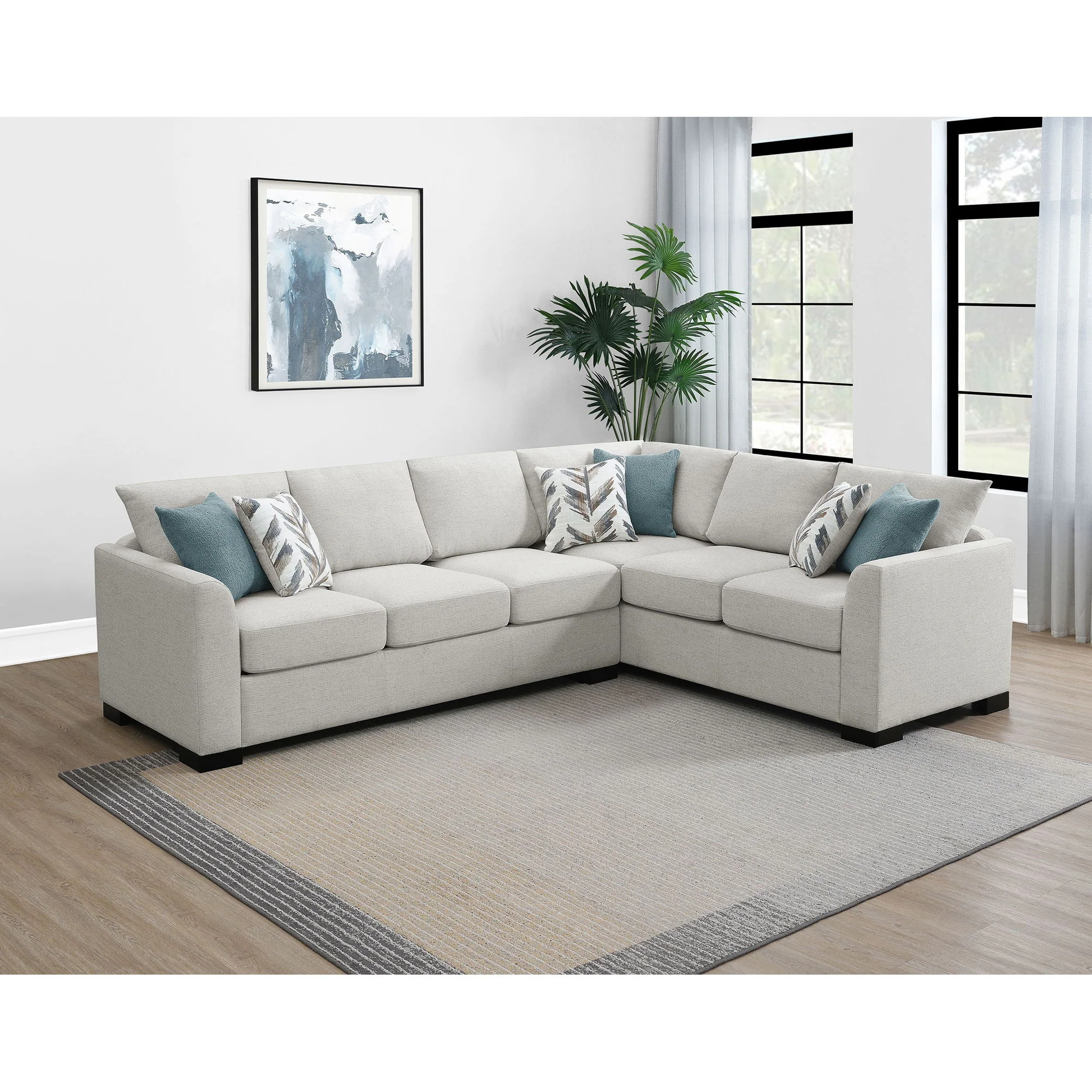 Radison - Upholstered Sectional Sofa With Hidden Sleeper - Greige - Image 3