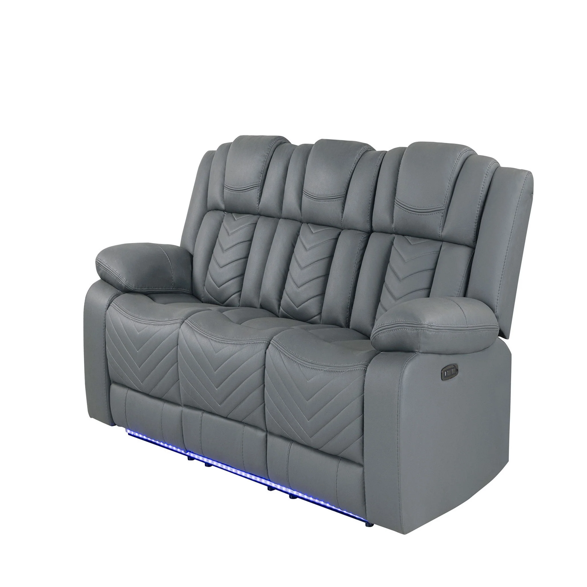 Raize - 10 Power Reclining Sofa With DDT, WC And LED - Gray - Image 3