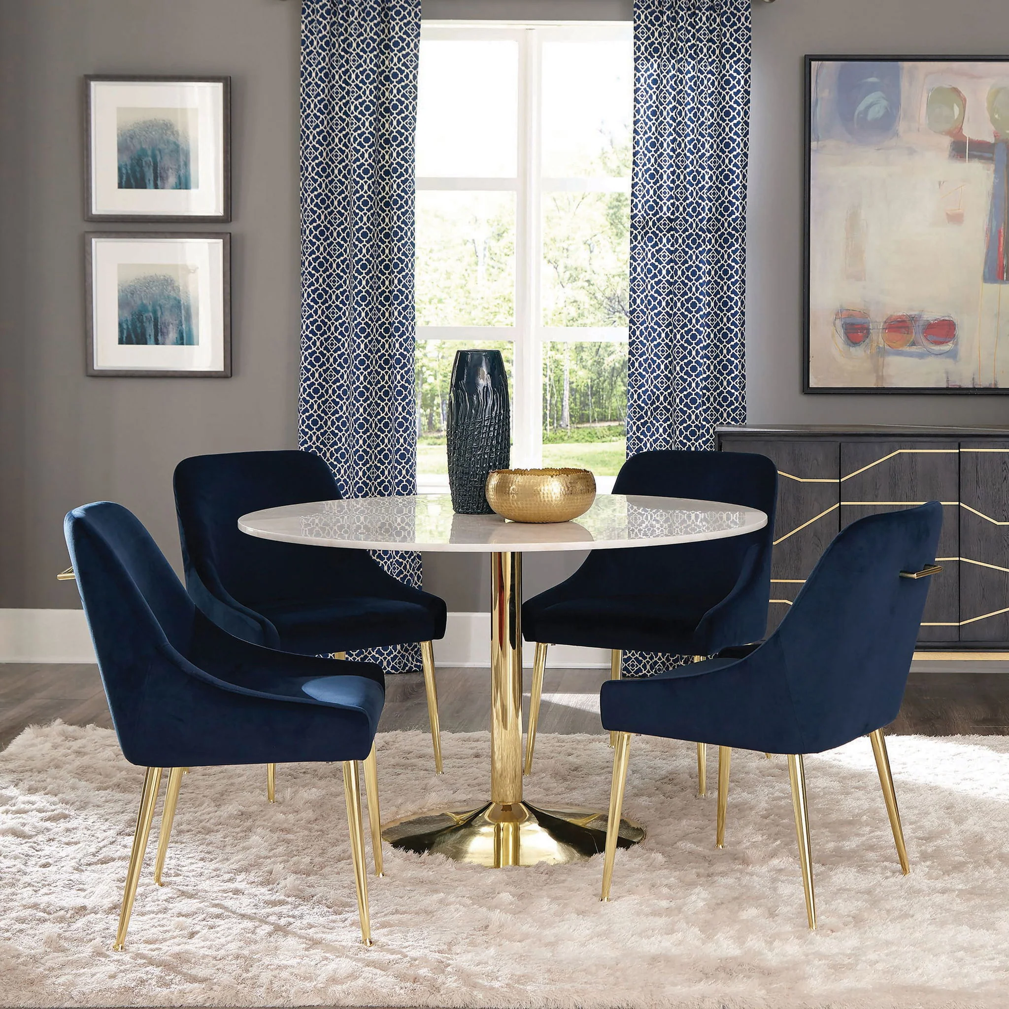 Raleigh - 5 Piece Dining Set - Blue - Image 4