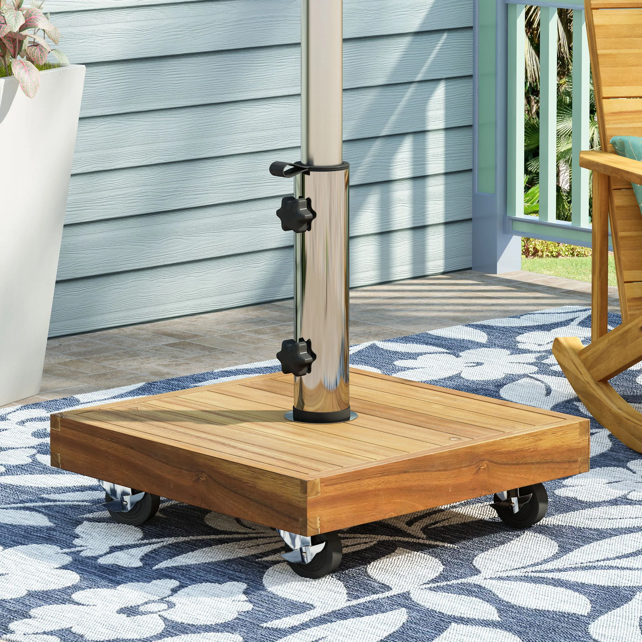 Ralph - Square Umbrella Base - Teak - Image 2