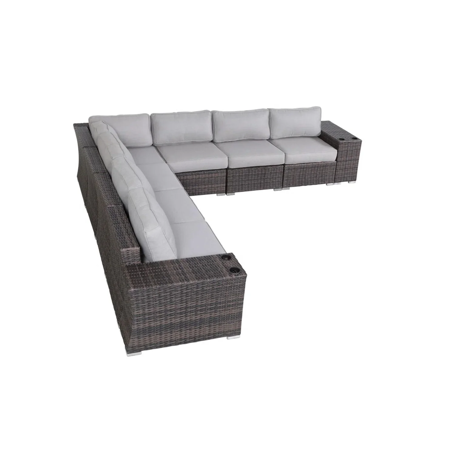 Rattan Sectional Sofa Set With Cushions - Image 12