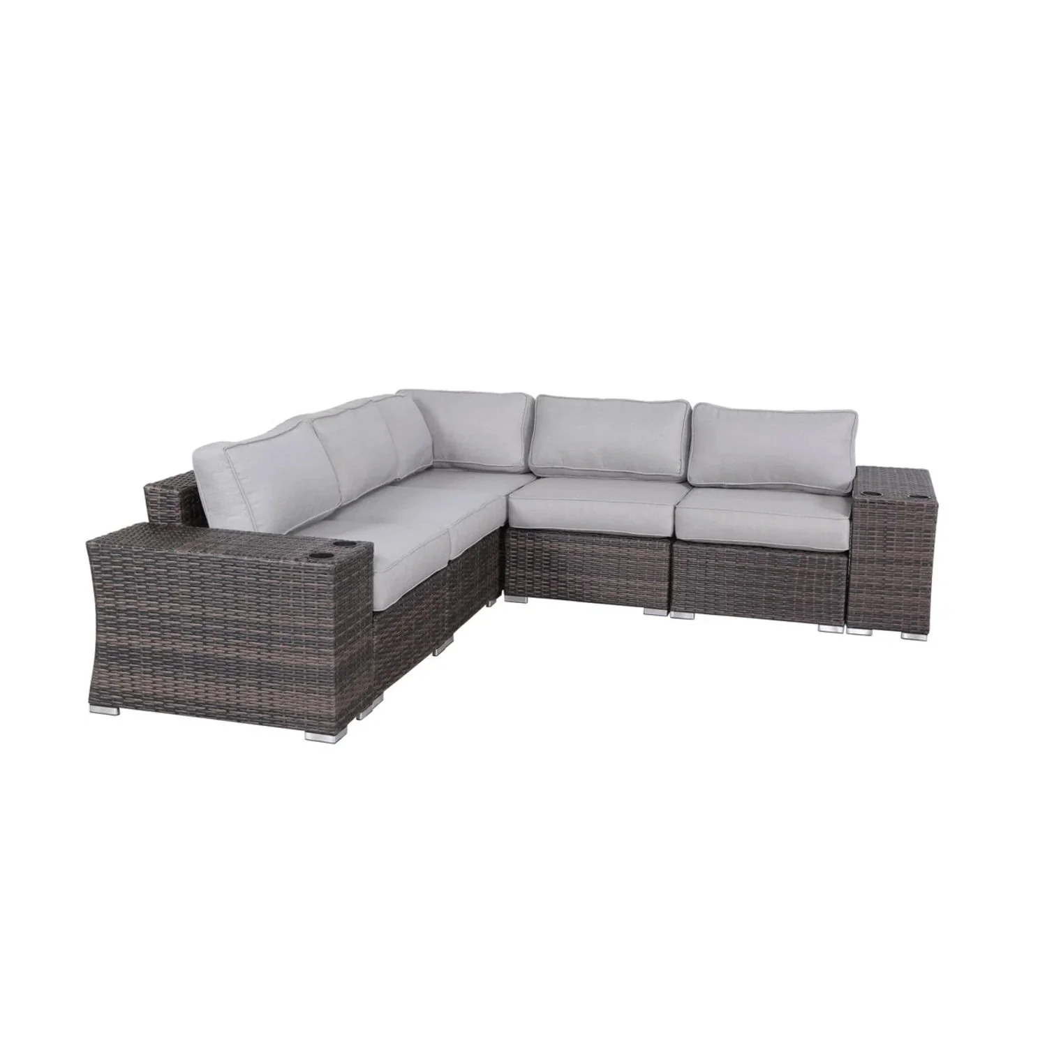 Rattan Sectional Sofa Set With Cushions - Image 4