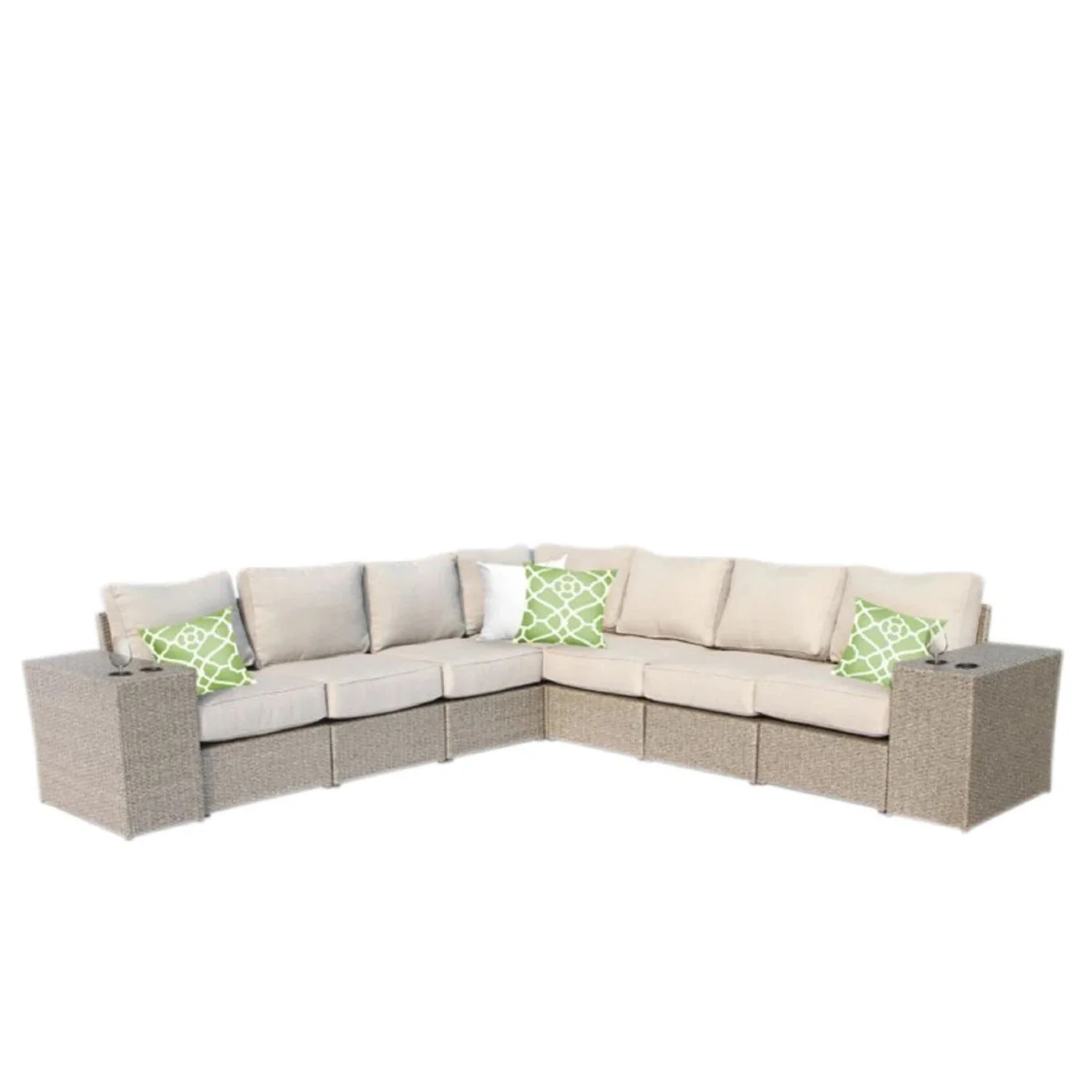 Rattan Sectional Sofa Set With Cushions - Image 5