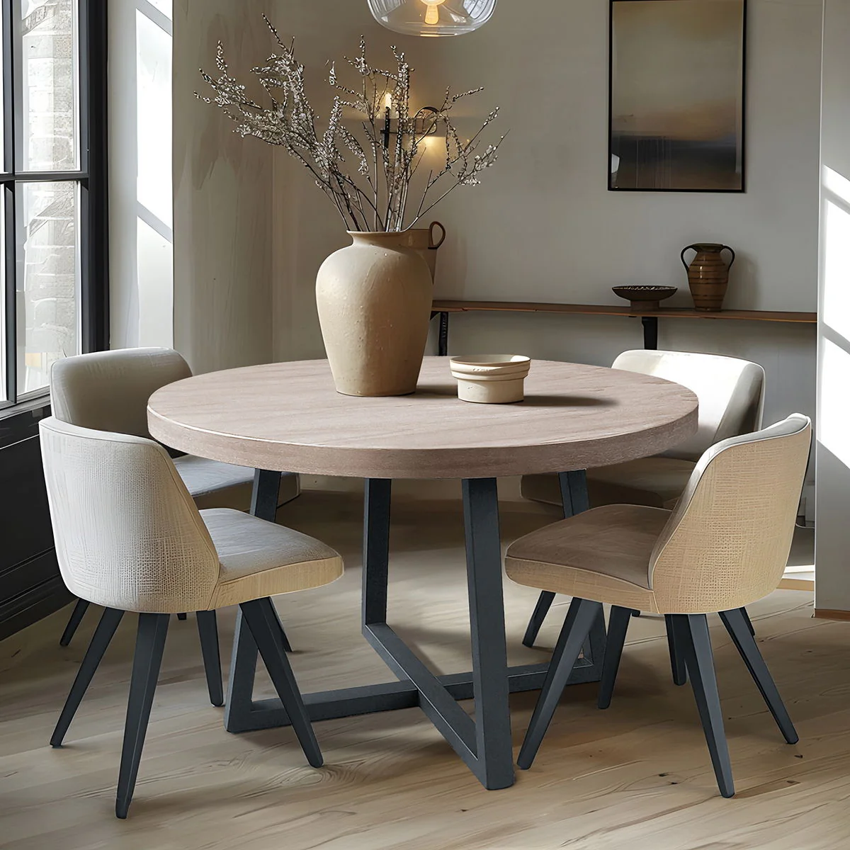 Reagan - Round Dining Table - Wheat / Slate - Image 3