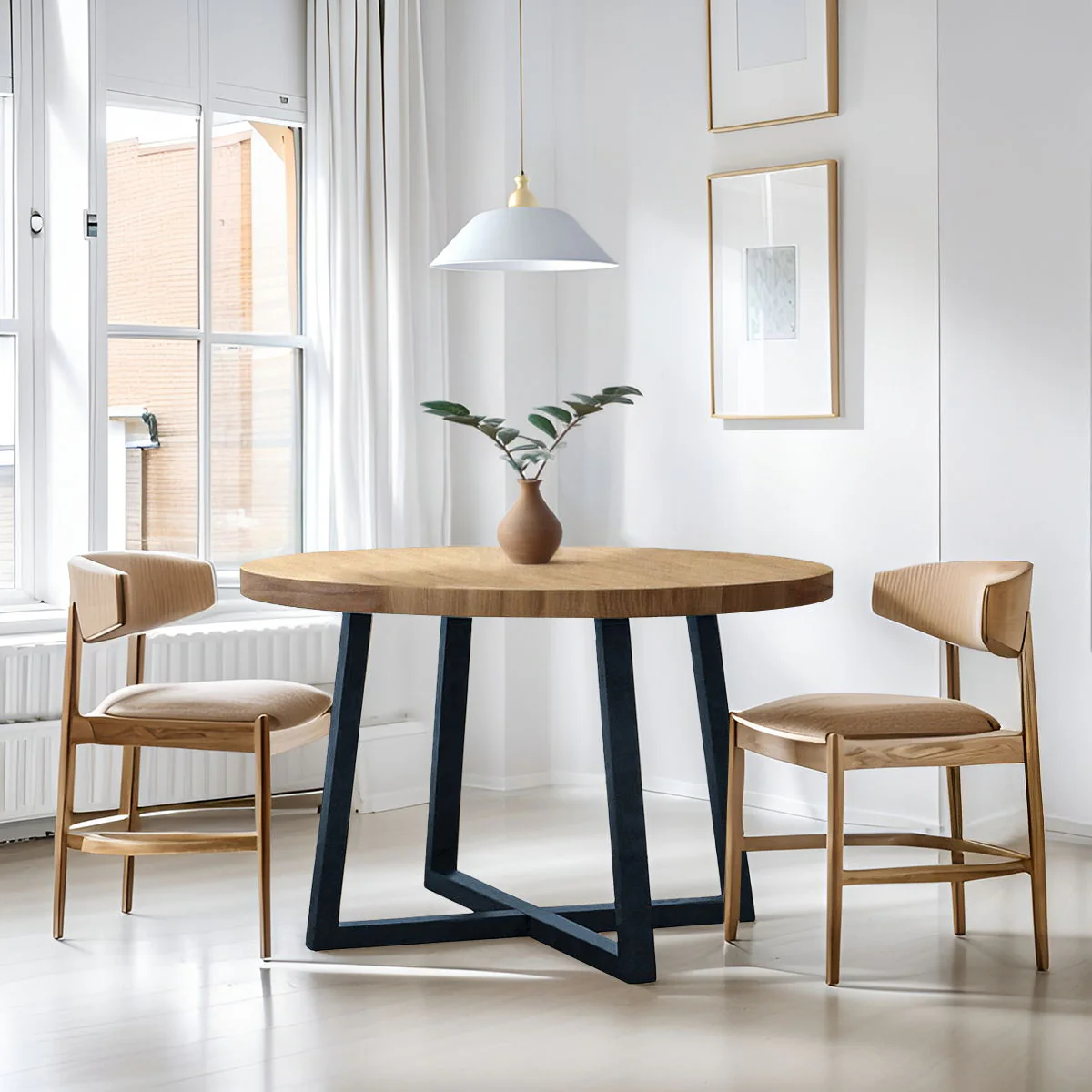 Reagan - Round Dining Table - Wheat / Slate - Image 4
