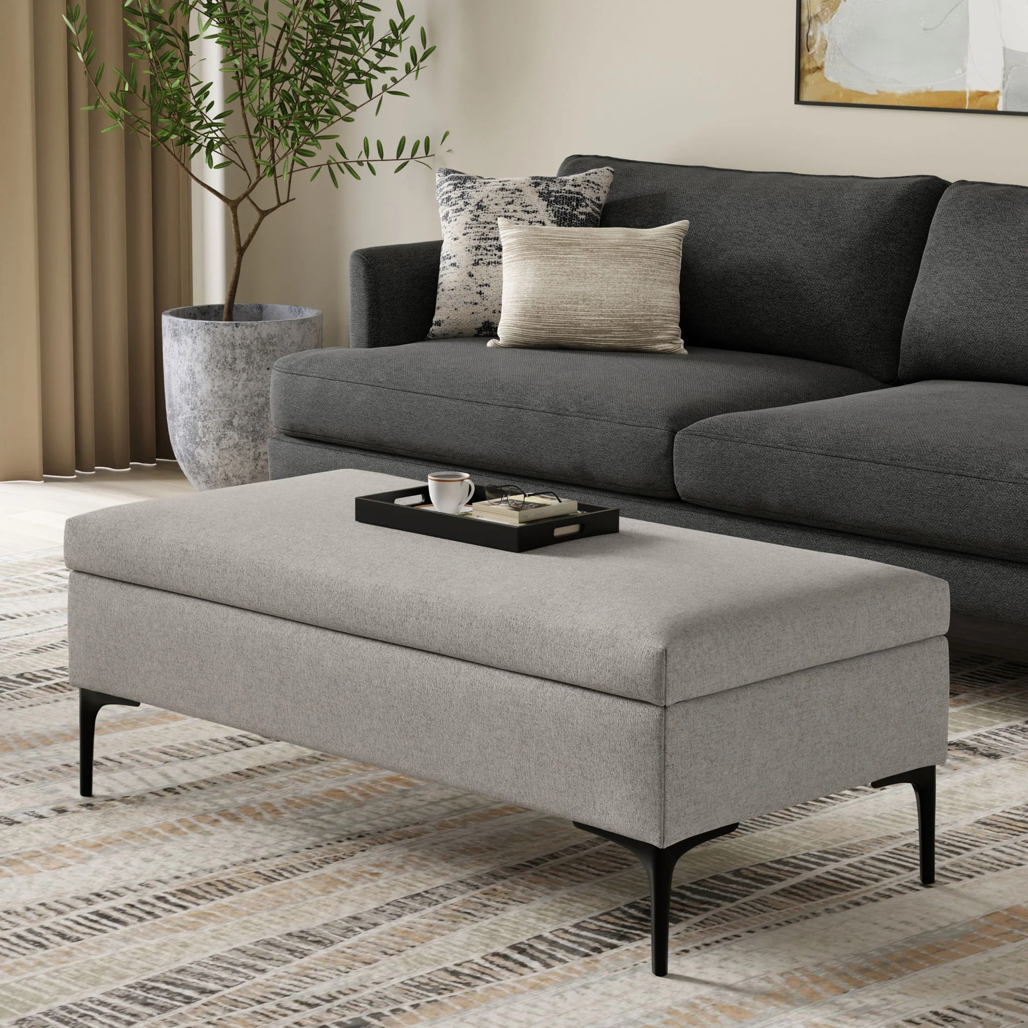 Rebecca - Multifunctional Coffee Table Storage Ottoman With Lift Up Lid - Image 17