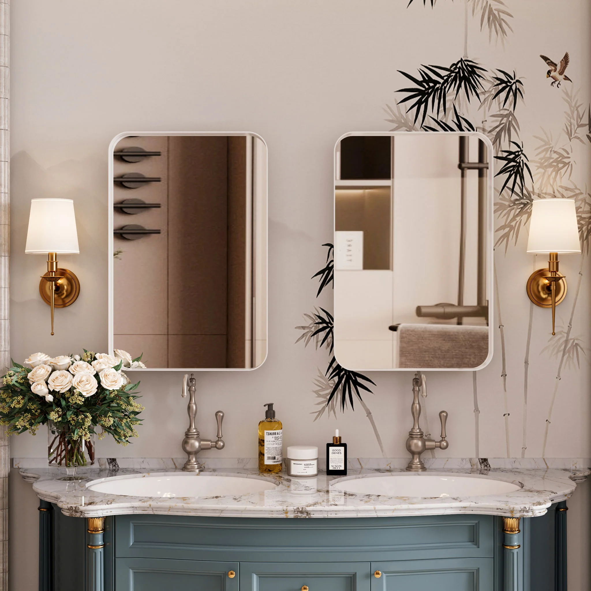 Recessed Metal Framed Medicine Cabinet With Mirror And Adjustable Shelves Wall Mirror With Storage For Bathroom - Image 9