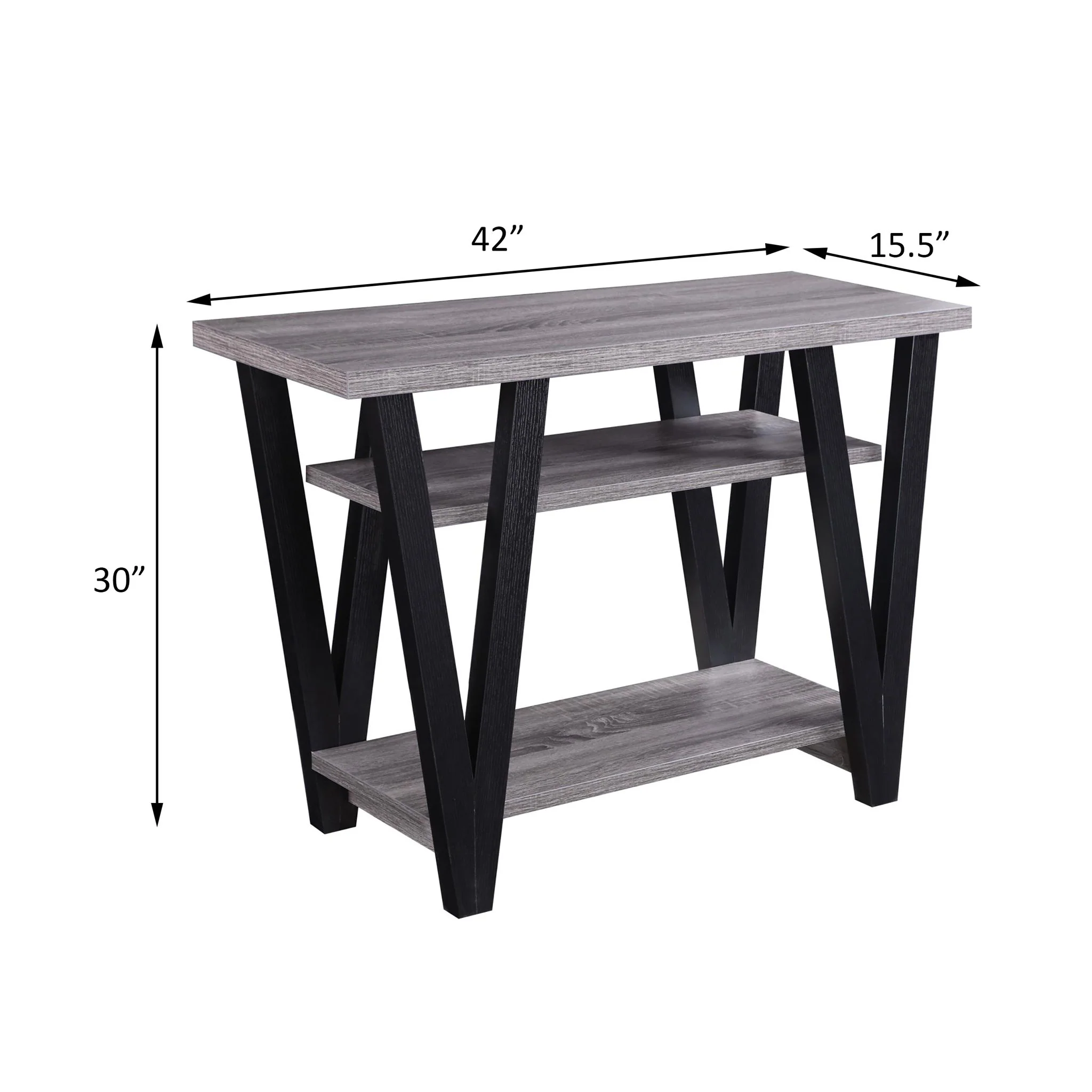 Rectangle Sofa Table With V Line Design - Gray - Image 2