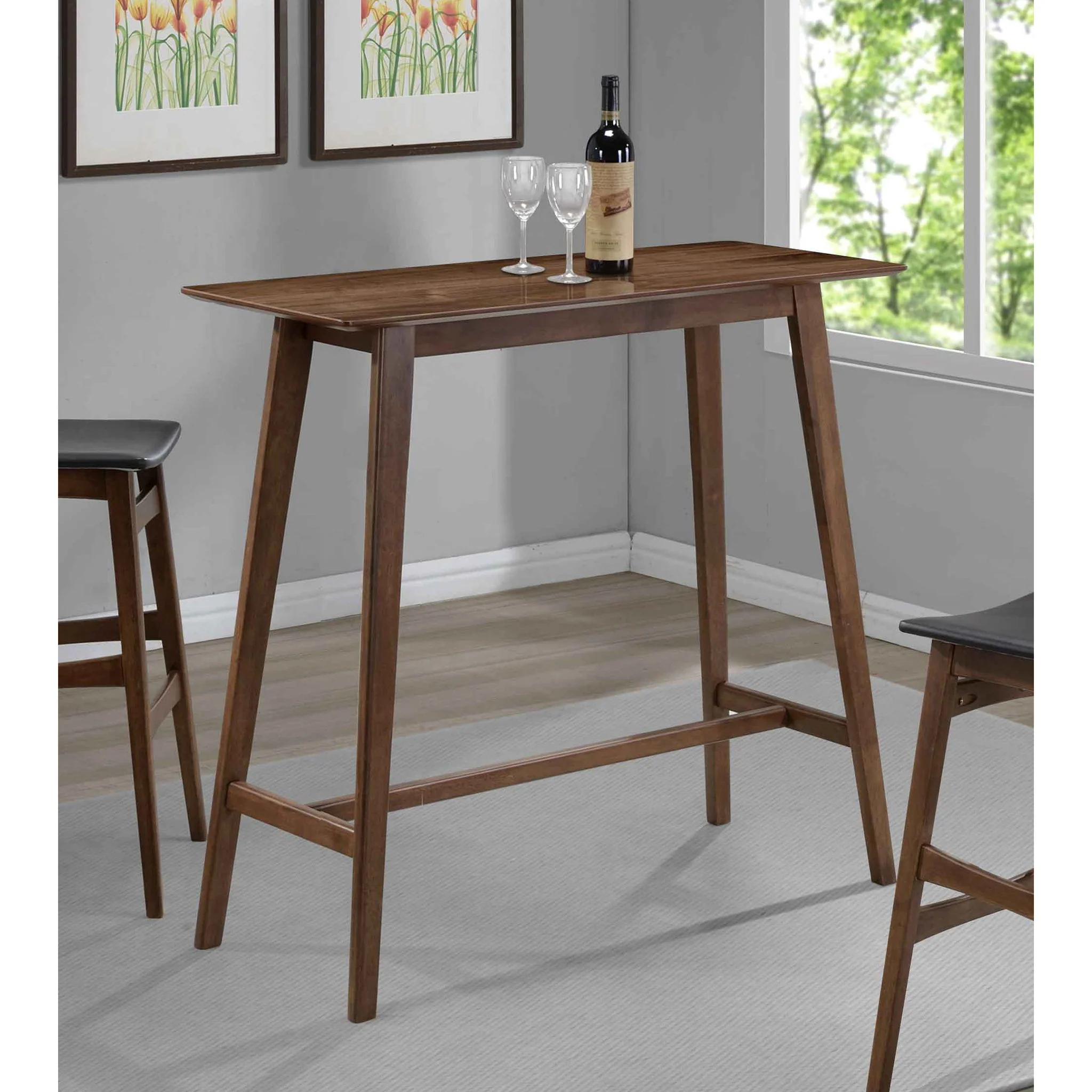 Rectangular Bar Table With Tapered Legs - Walnut - Image 3
