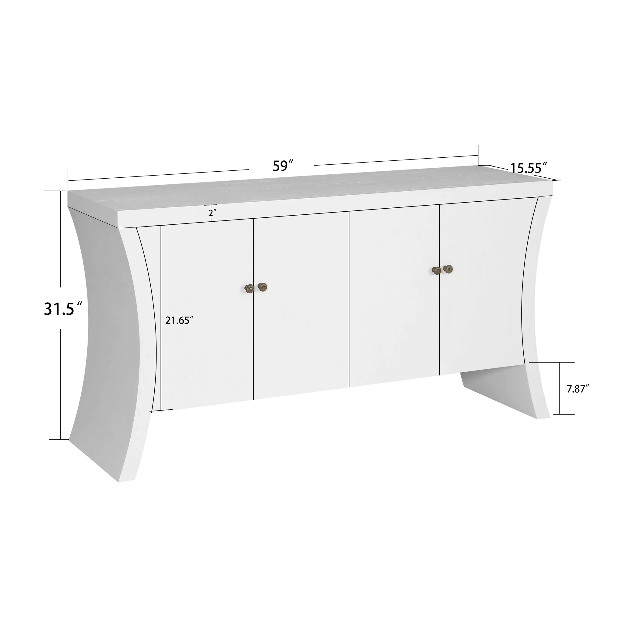 Refined Industrial 4 Door Credenza With Arc Legs & Clasps - Image 6