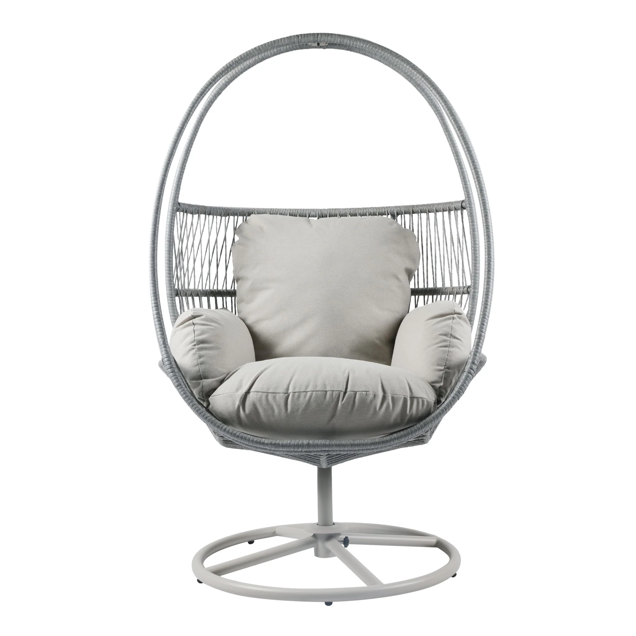 Reno - Outdoor Wicker Swivel Lounge Chair - Light Gray - Image 4