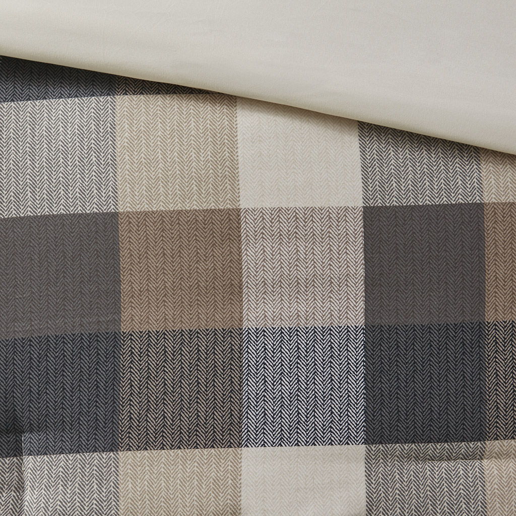 Ridge - Queen 7 Piece Herringbone Comforter Set - Neutral - Image 3