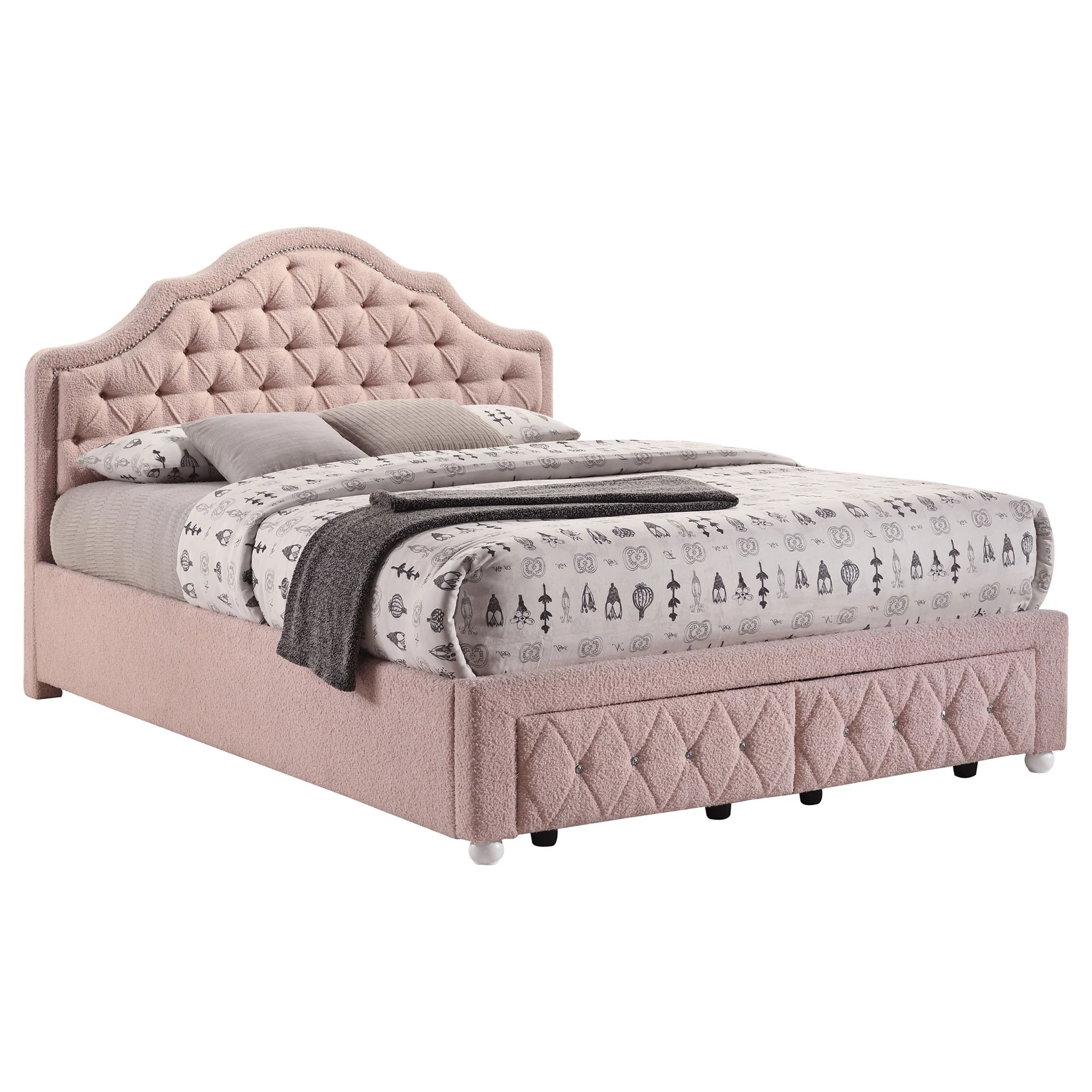 Robinette - Full Bed Upholstered Storage - Pink - Image 3