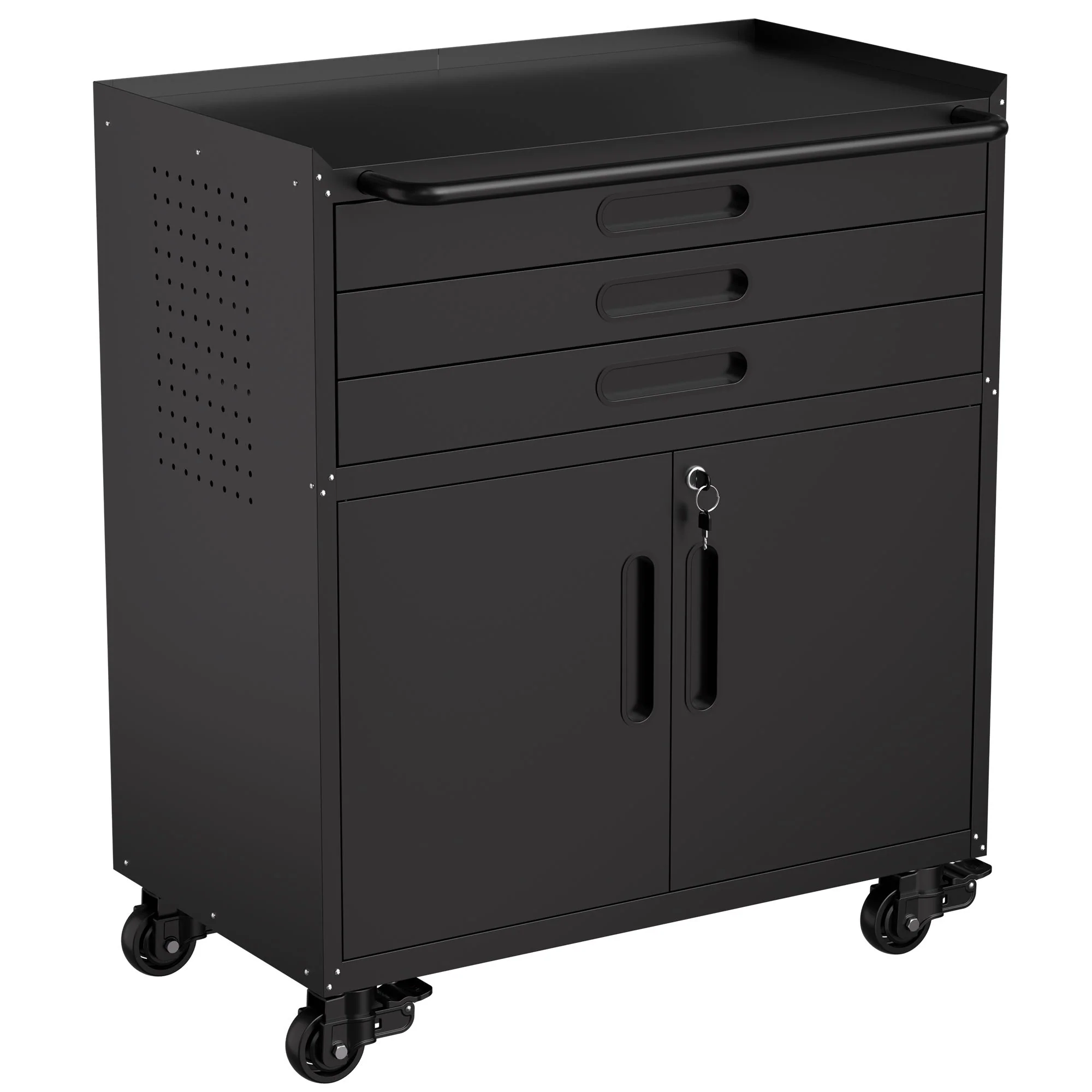 Rolling Tool Cabinet Heavy Duty Garage Storage With Lockable Doors