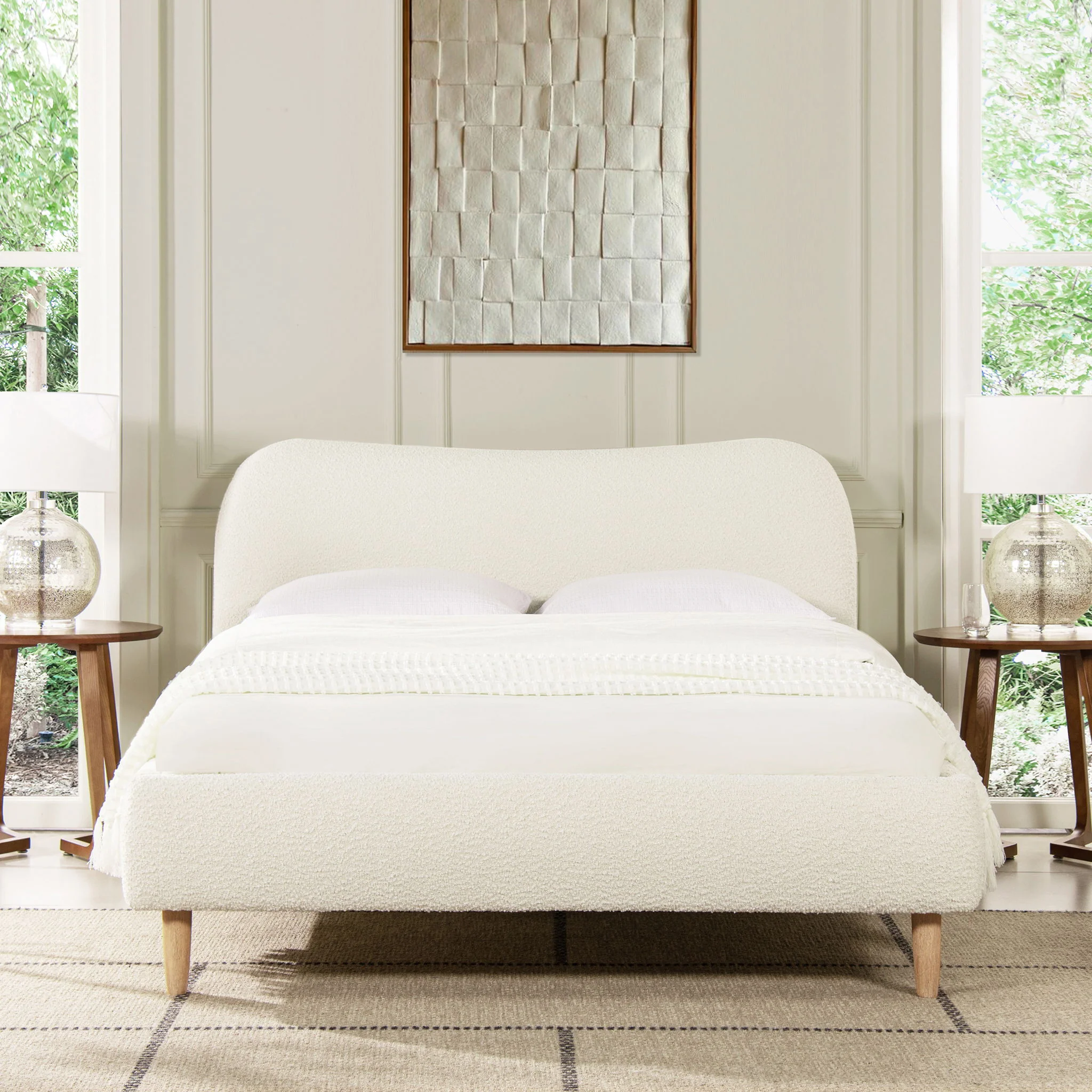 Roman - Curved Headboard Upholstered Platform Bed - Image 6