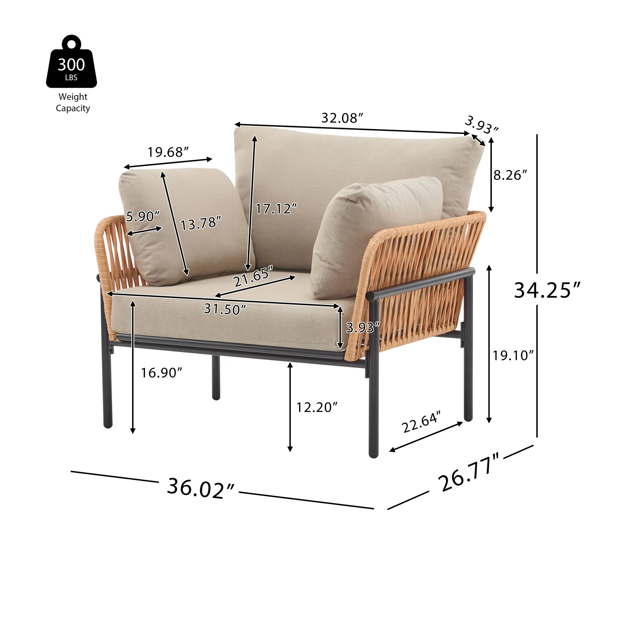Rope Lounge Chair With Cushions For Modern Spaces - Image 10