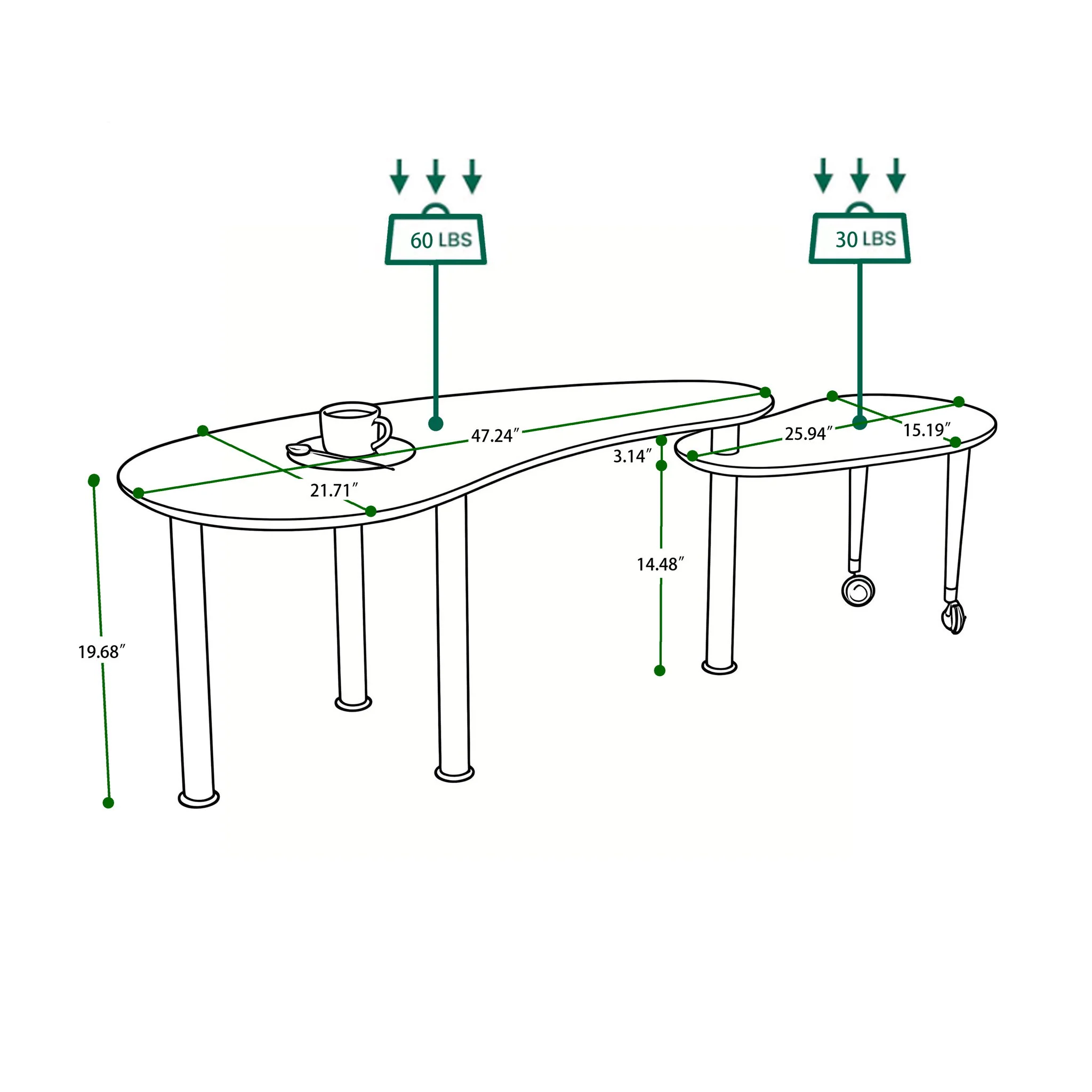 Rotatable Coffee Table With Solid Legs, 360 Degree Swivel, Waterproof - Walnut - Image 2