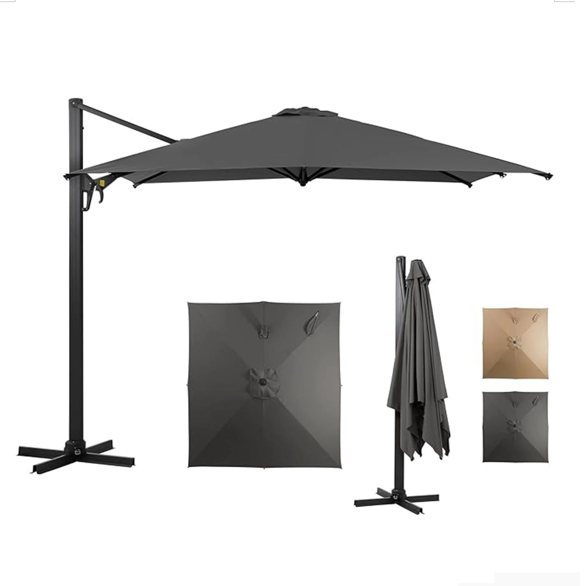 Round Cantilever Patio Umbrella With 360 Rotation & Infinite Tilt Adjustment - Image 18
