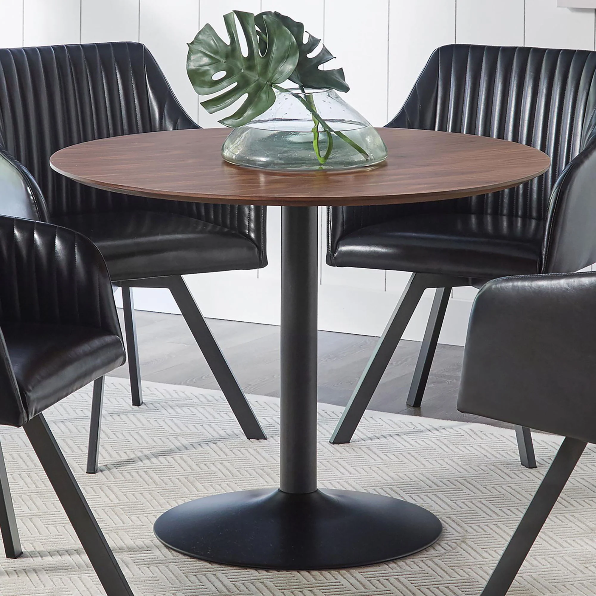 Round Dining Table With Pedestal Base - Warm Walnut - Image 3