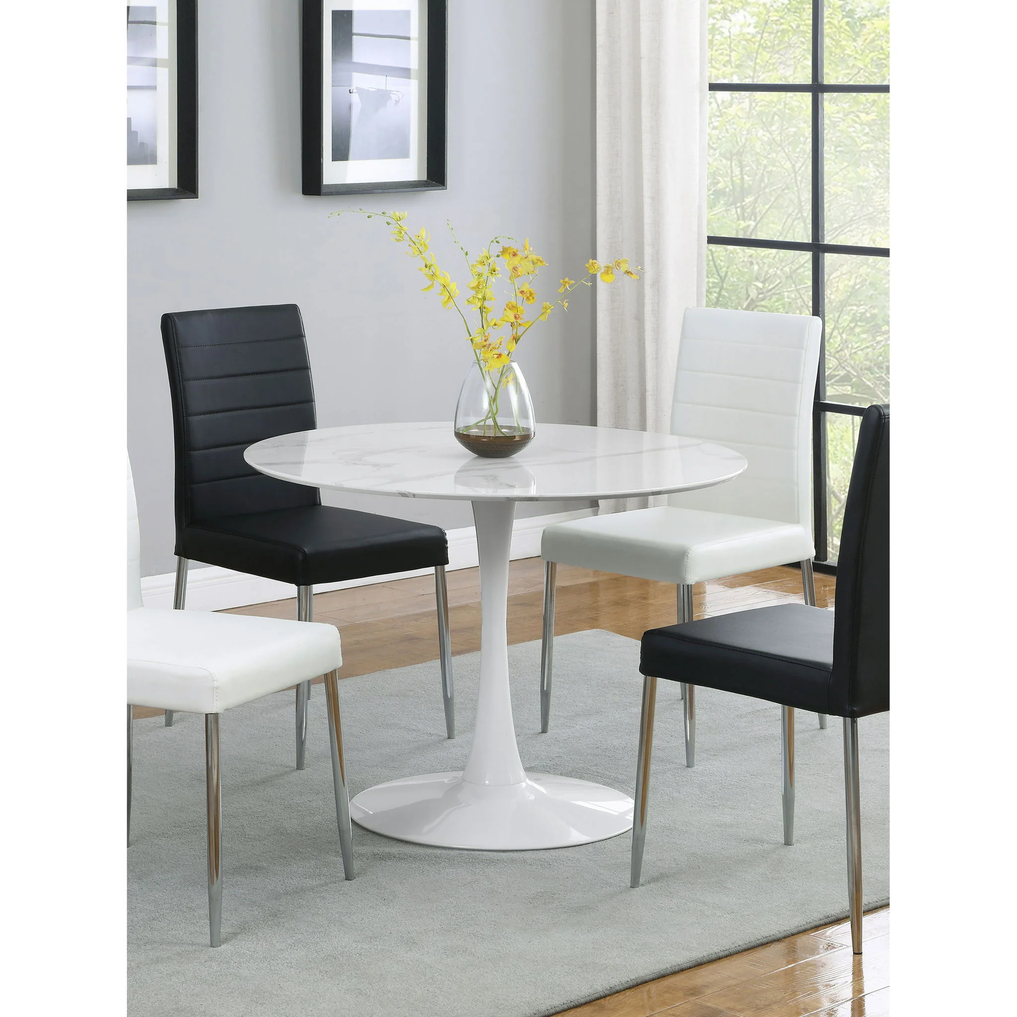 Round Dining Table With Pedestal Base - White - Image 3