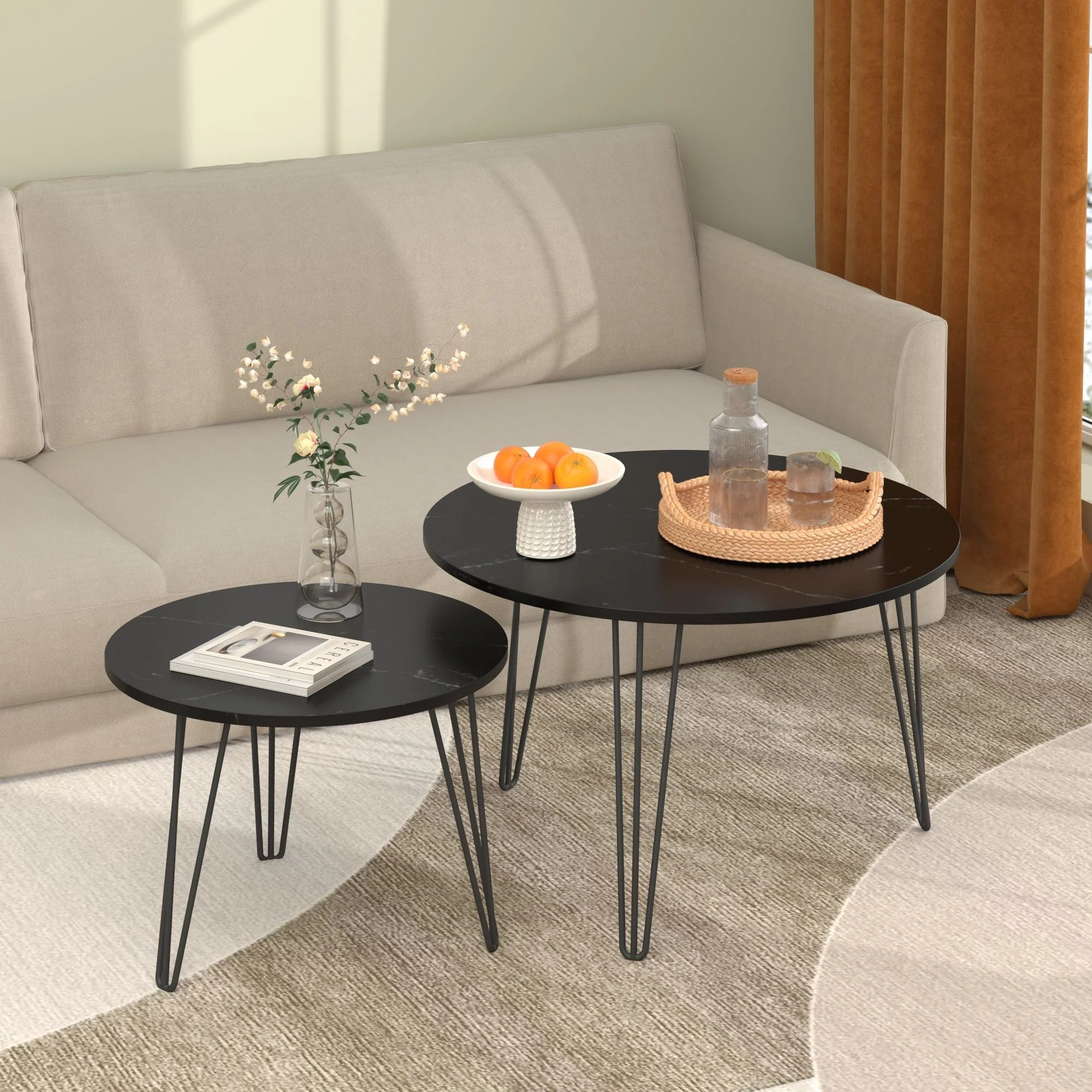 Round Nesting Coffee Table For Living Room (Set of 2) - Image 7