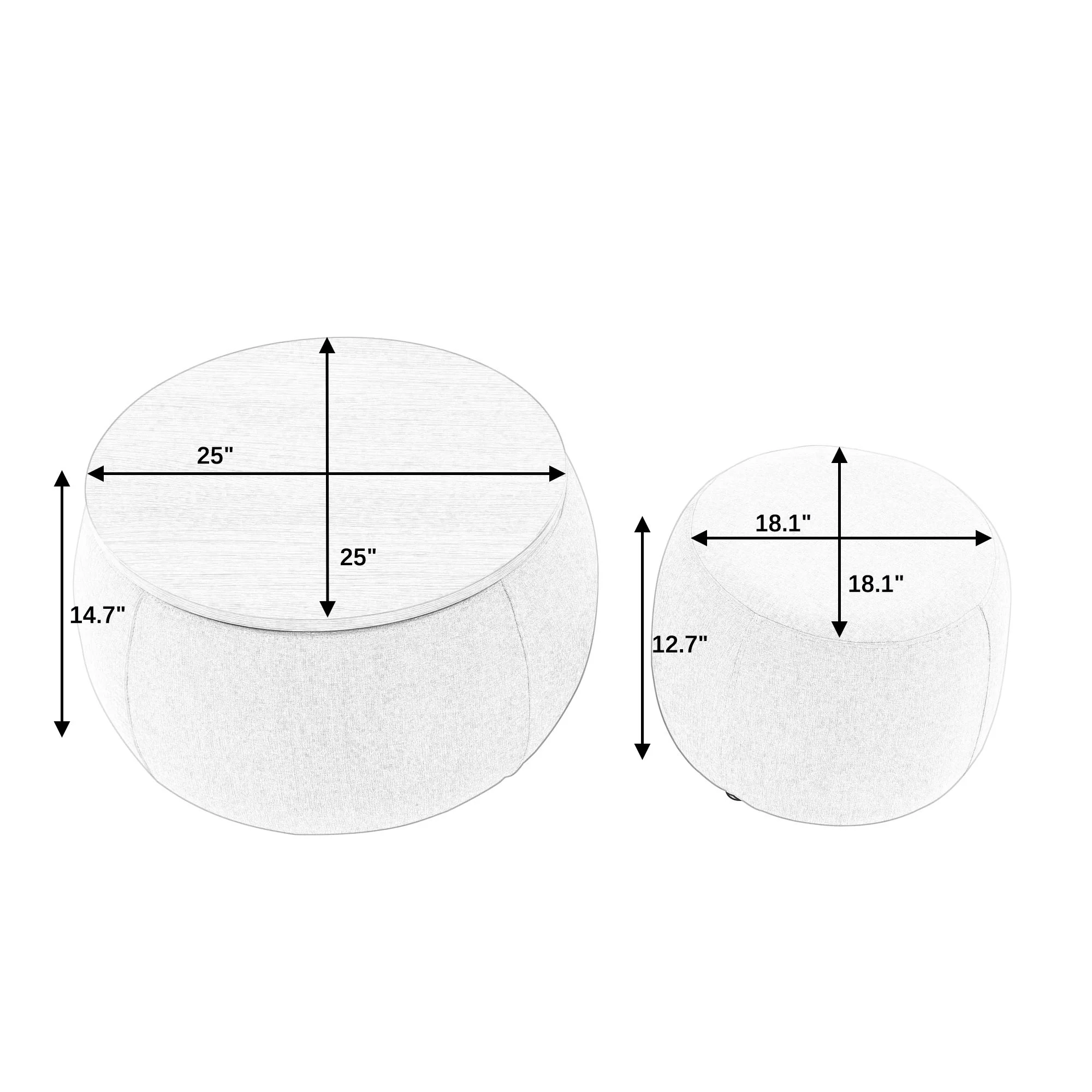 Round Storage Ottoman, 2 In 1 Function, End Table And Ottoman - Image 16