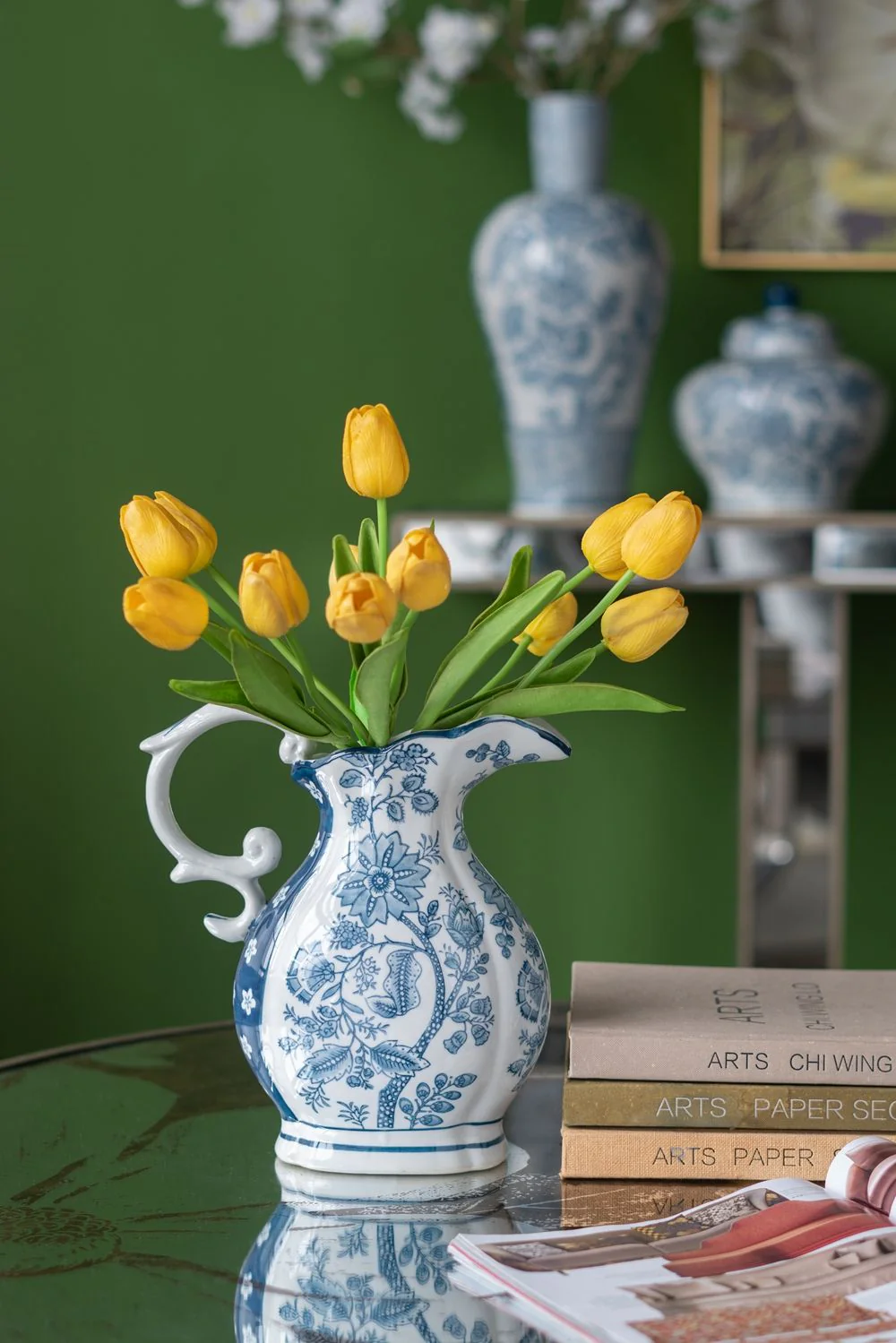 Round Table With Elegant Foral Design And Mirrored - Image 6