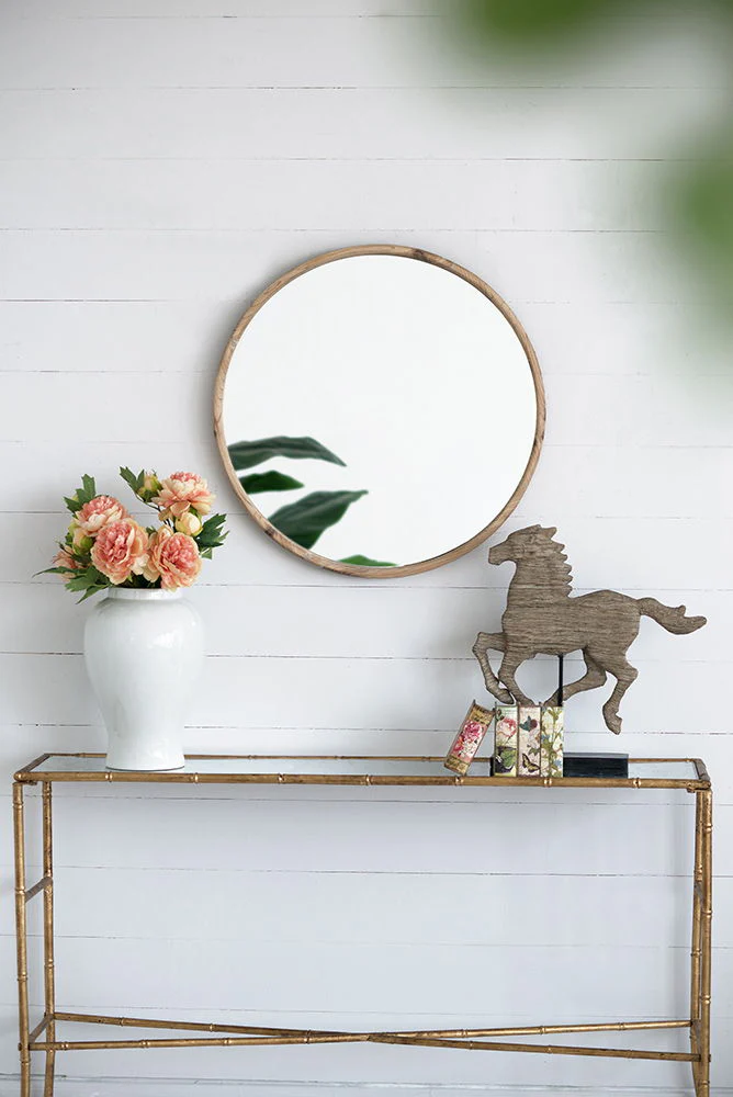 Round Wood Mirror, Wall Mounted Mirror Home Decor For Bathroom Living Room - Image 8