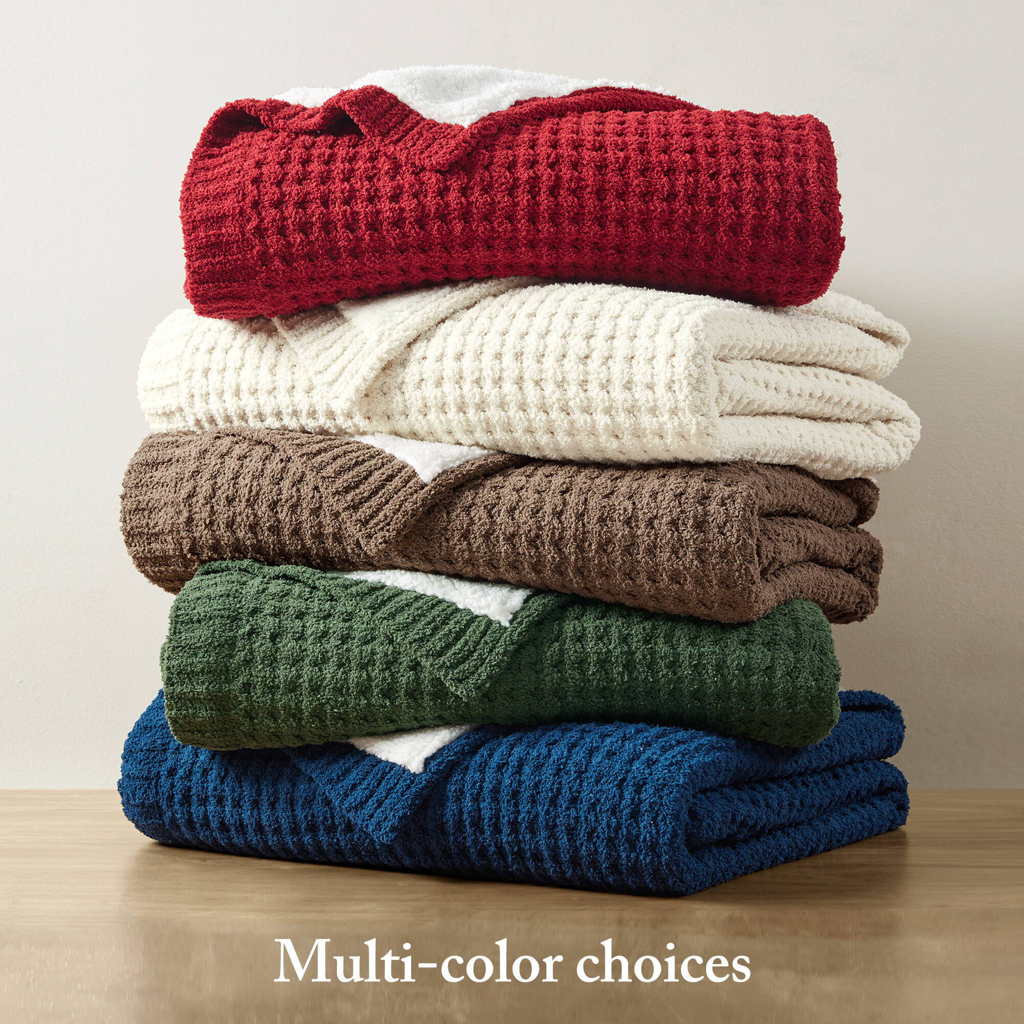 Rowan - Waffle Knit Chenille Throw - Green - Image 2